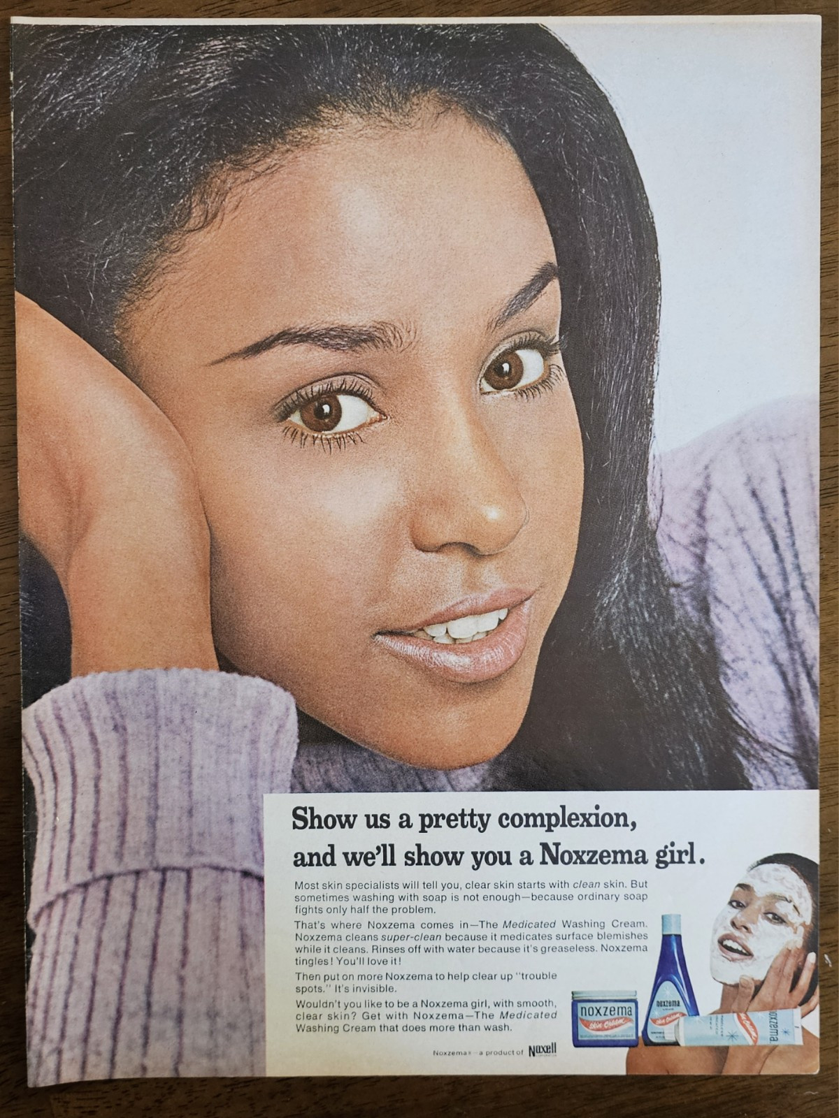 VINTAGE 1970’s Print Ad B5C6 Black Beautiful Noxema Face Wash Beautiful Girl