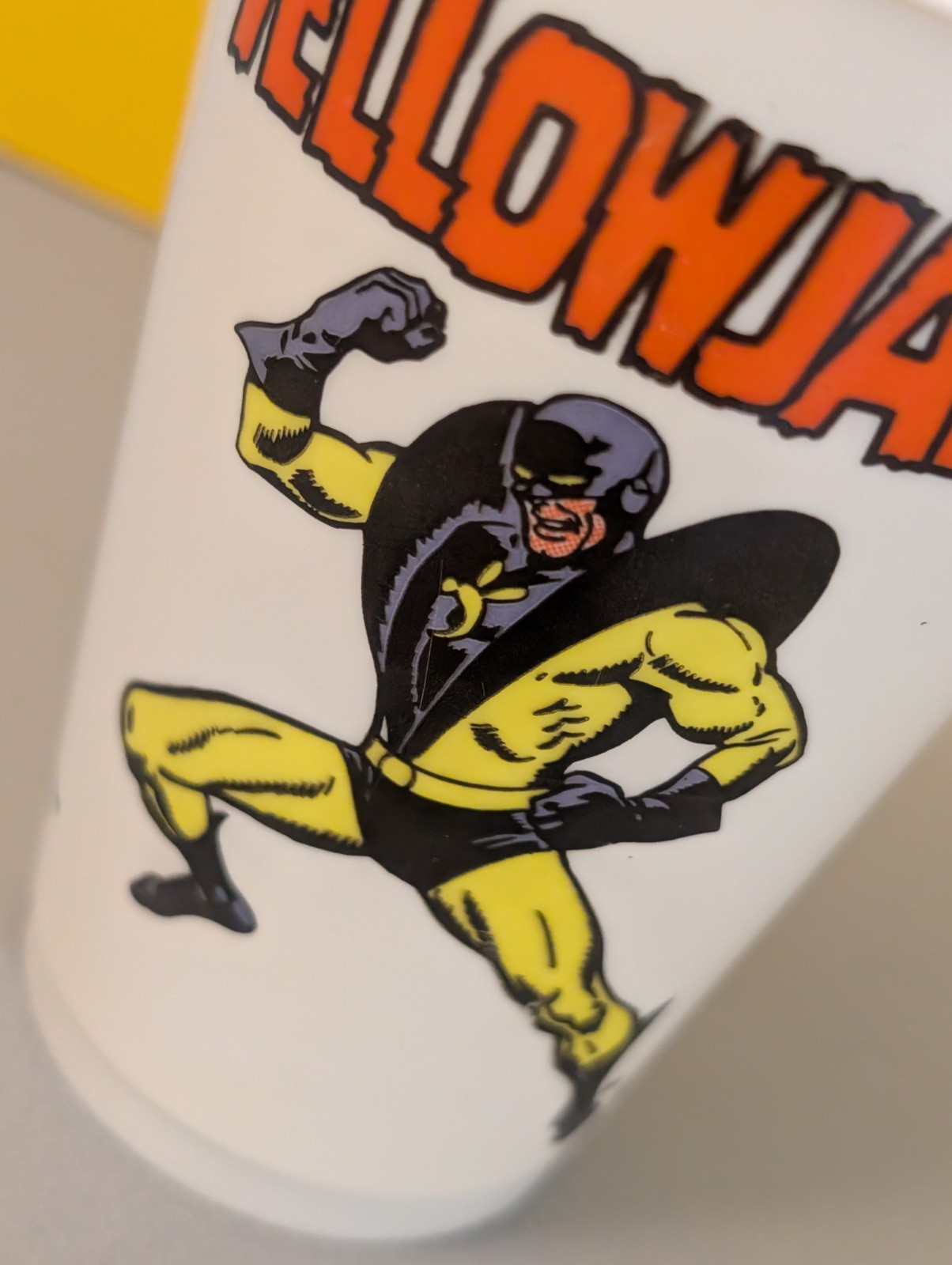 Vtg 7 Eleven Slurpee Cup – YELLOWJACKET – 1975 Marvel Comics 70s 7-11 Superhero