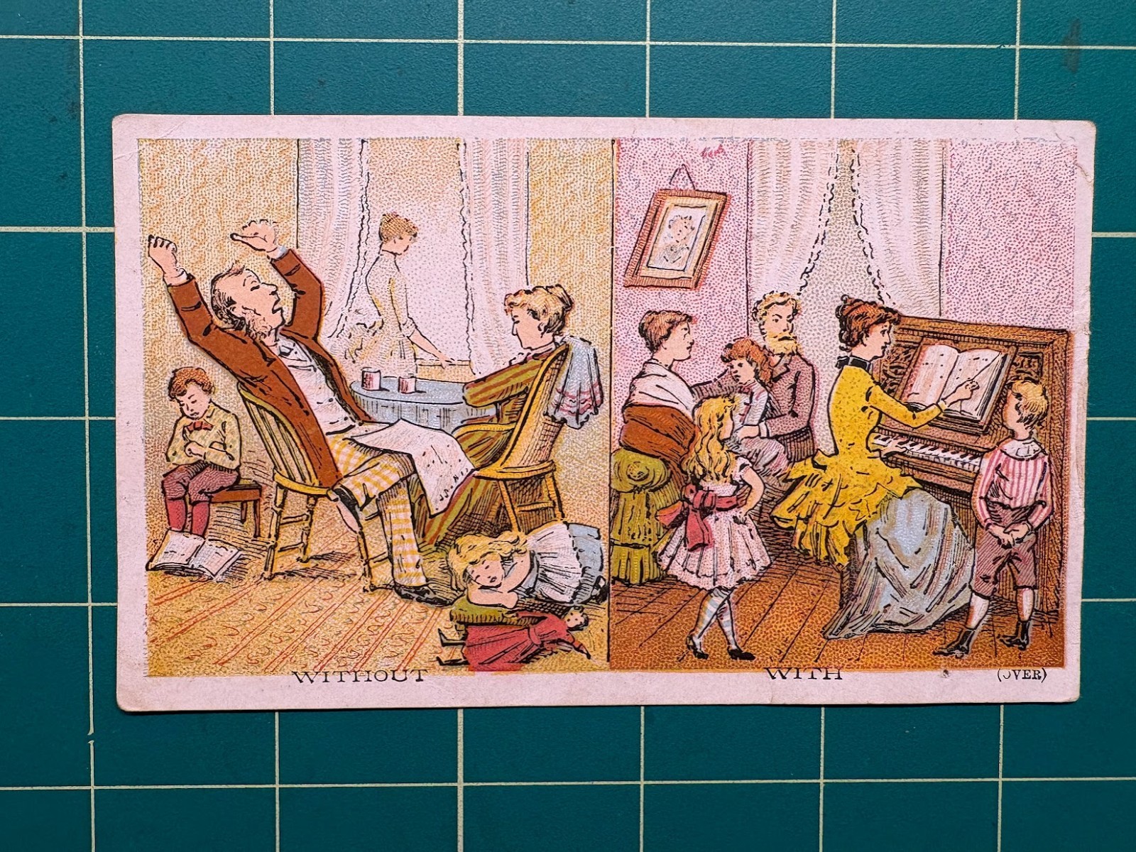 Harvard Piano trade card – with and without