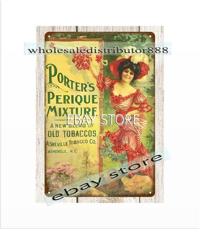 Porter’s Perique Mixture Tobacco cigarette smoking metal tin sign metal signs