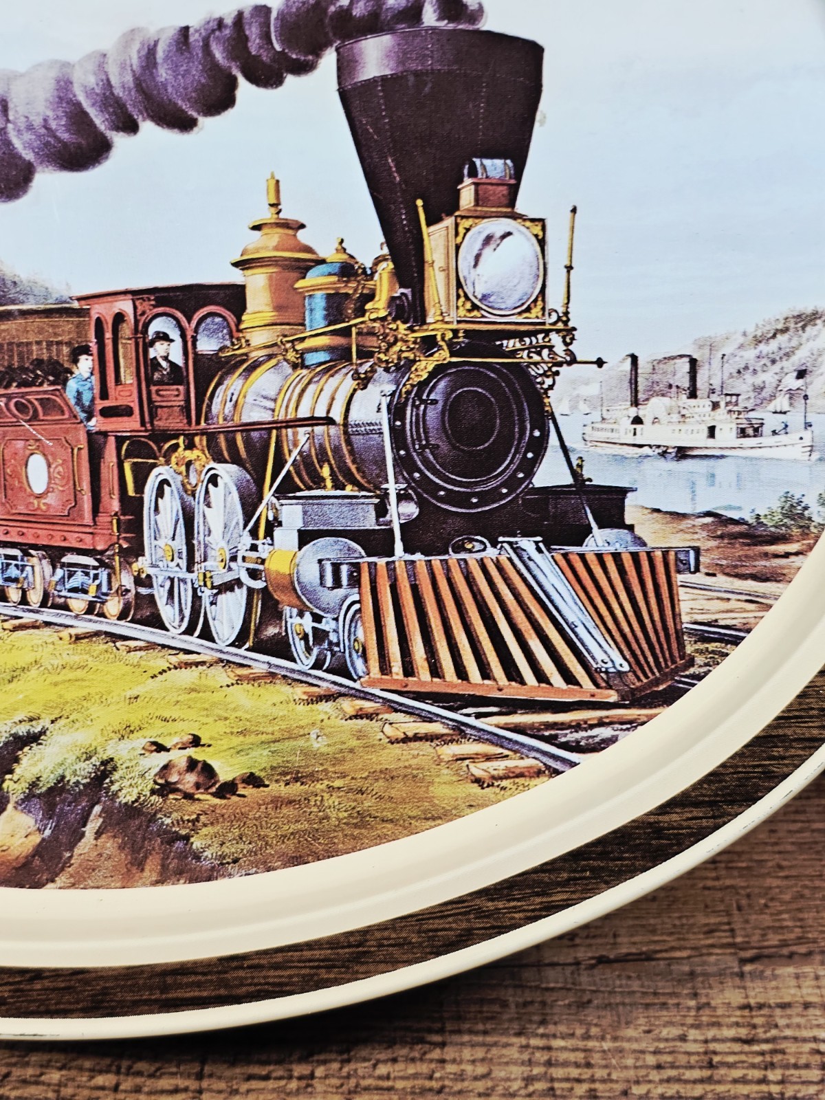 VTG 1982 “Across The Continent” Train/Locomotive Theme Tin, Carrier & Ives