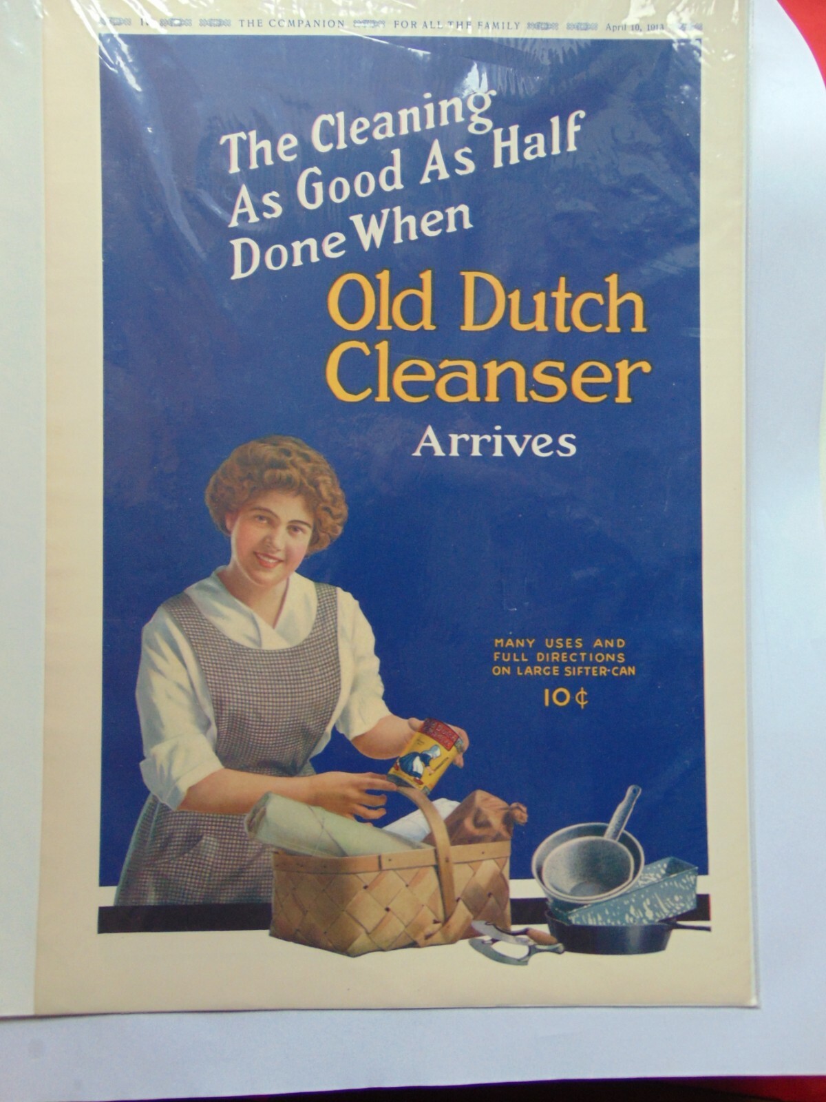 1913 OLD DUTCH CLEANSER vintage art print ad