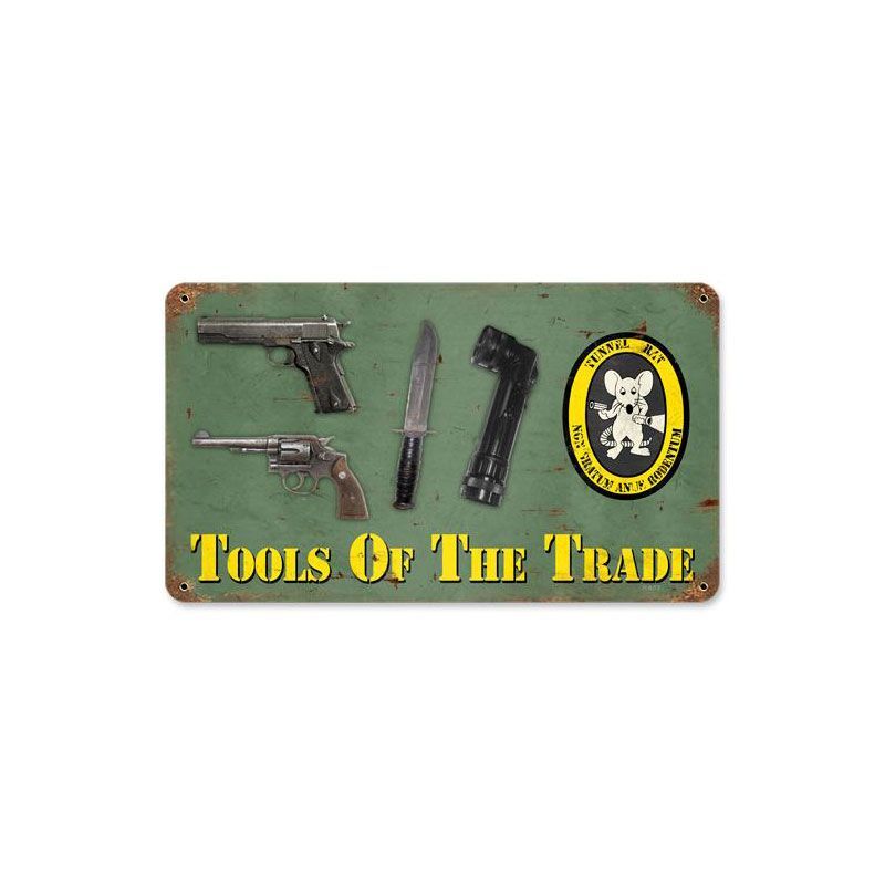 TOOLS OF THE TRADE TUNNEL RATS VIETNAM WAR 14″ HEAVY DUTY USA MADE METAL SIGN