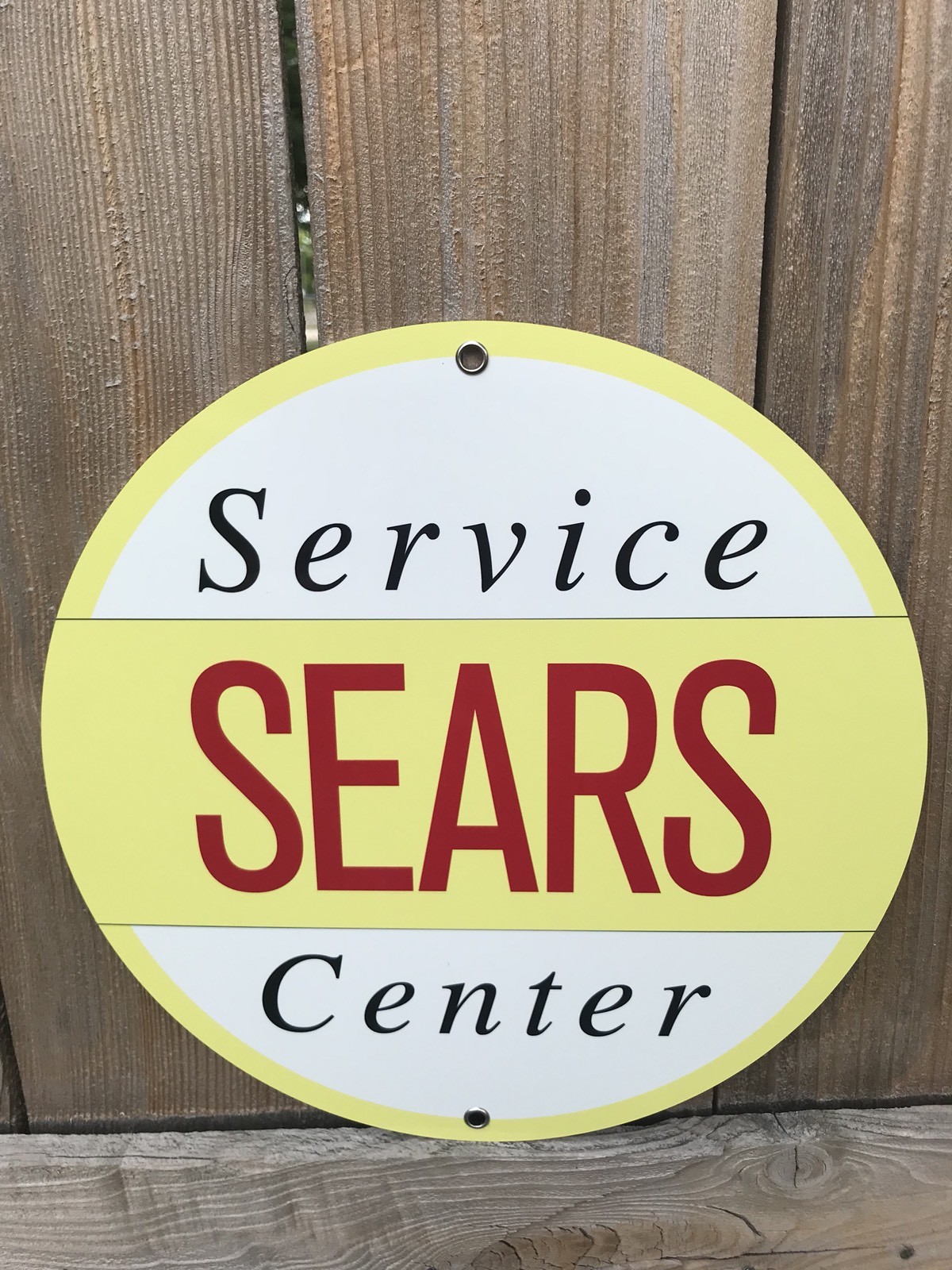 Sears Service Station Center Oil. Gas Mechanic advertising garage sign baked