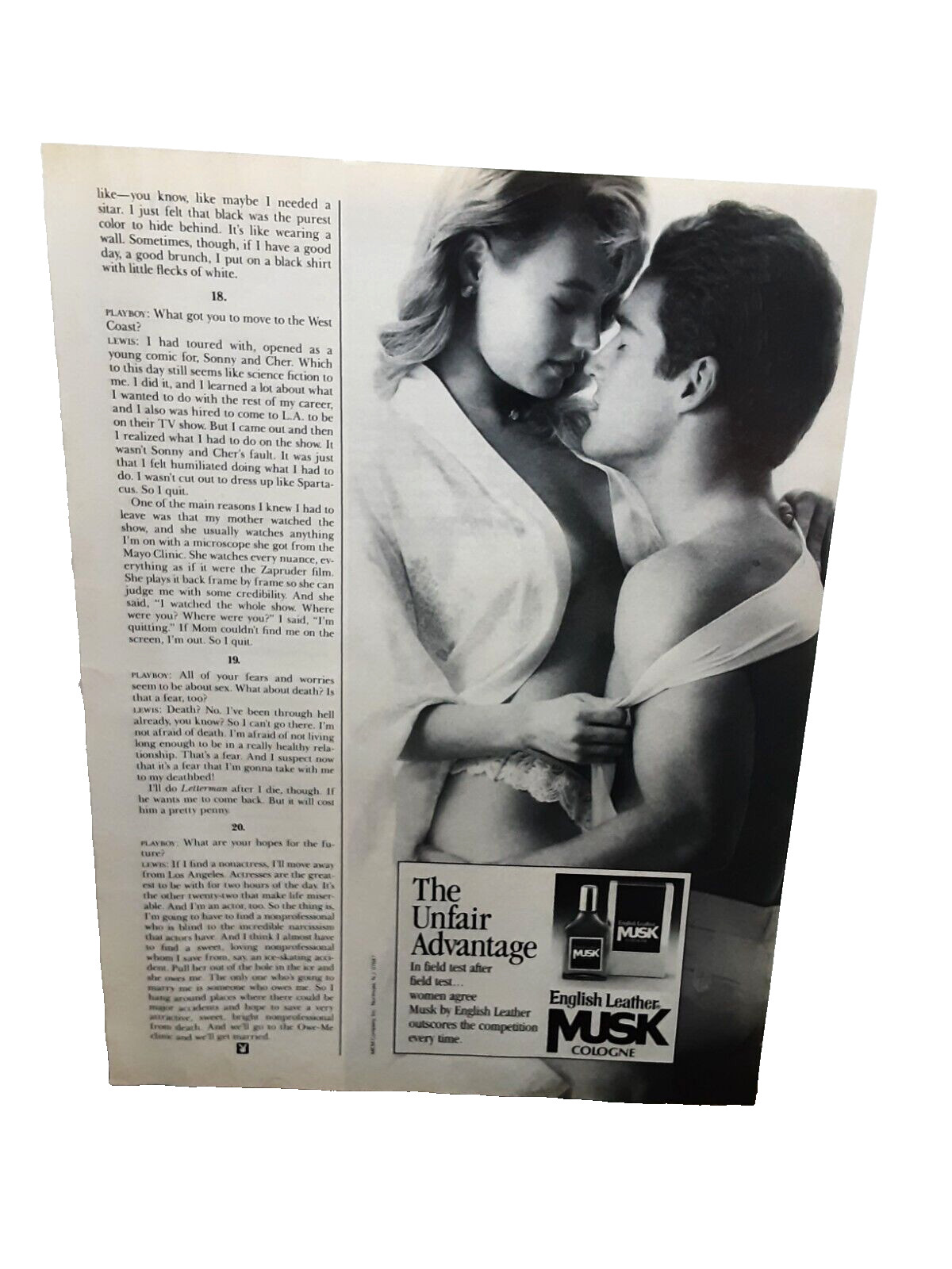1989 English Leather Musk Cologne Original Print Ad Vintage 80s