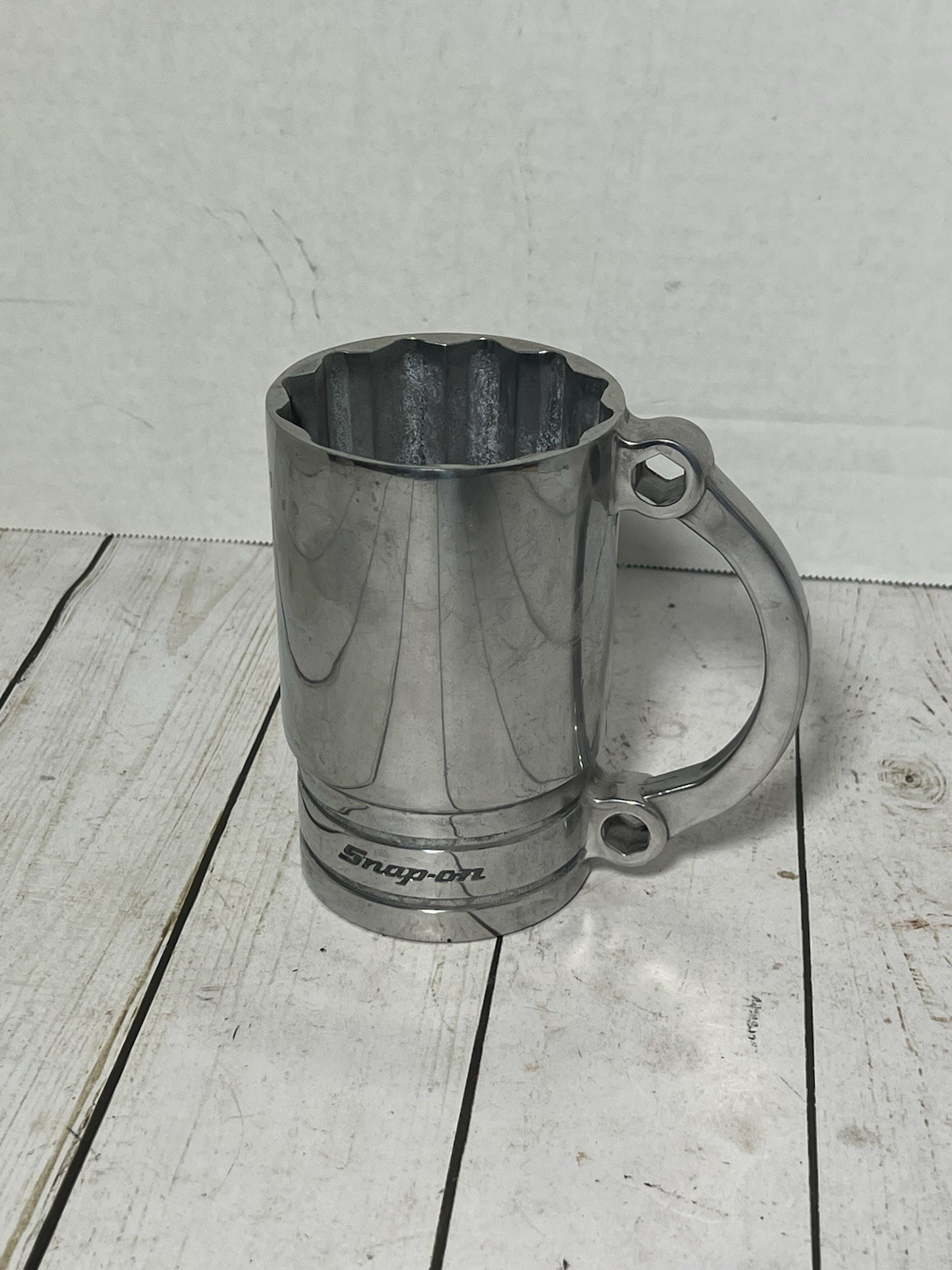 4 Snap-On Tools Cast Aluminum Flankard 5/8 SF201 Mug Stein & Wooden Wall Mount