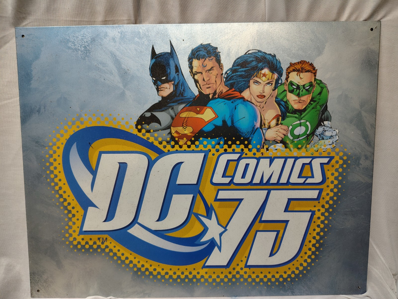DC Comics 75th Anniversary Reproduction Sign 15 1/4 x 11 1/2 Inch