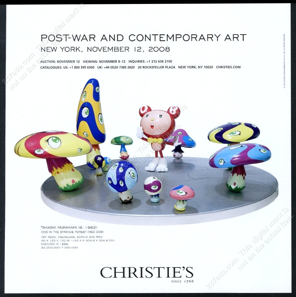 2008 Takashi Murakami Dob in the Strange Forest figures Christie’s vtg print ad