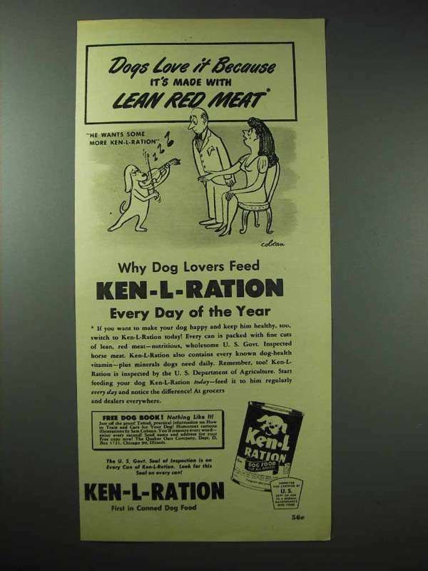 1948 Ken-L Ration Dog Food Ad – Lean Red Meat