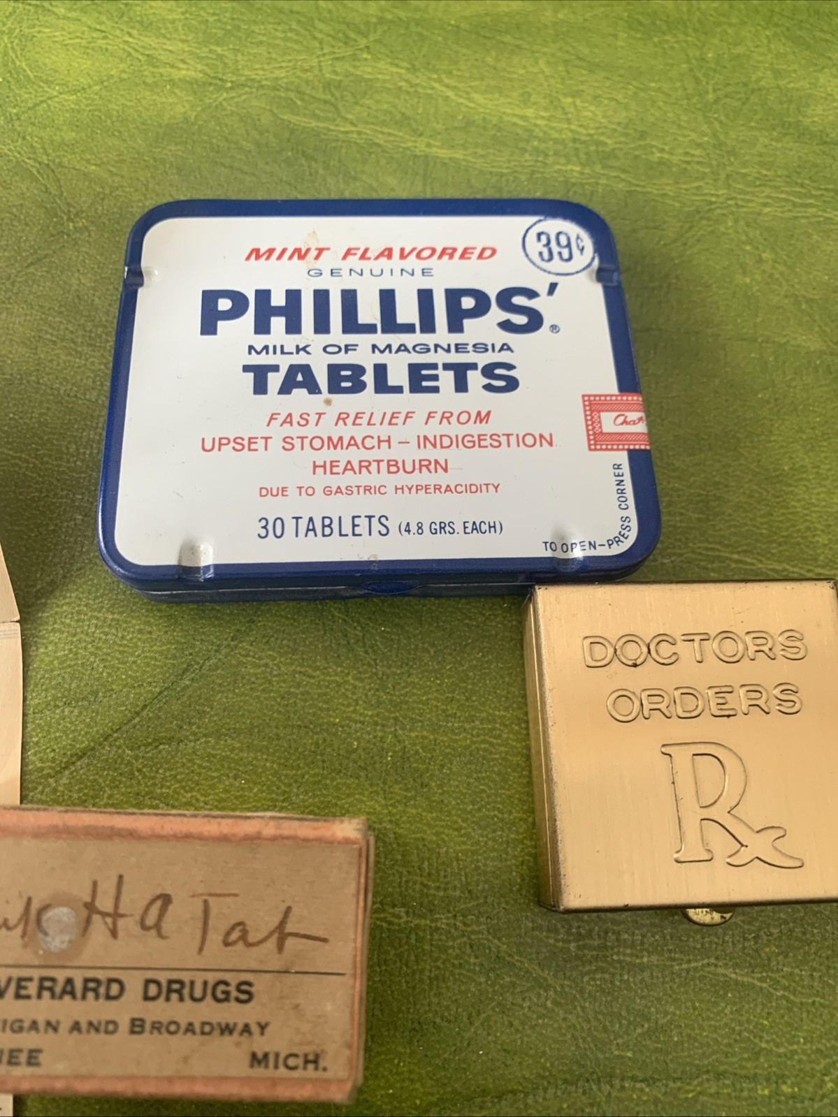 Vintage Lot of Drugstore Tins Advertising Everard Penslar Morton Brass RX Mints