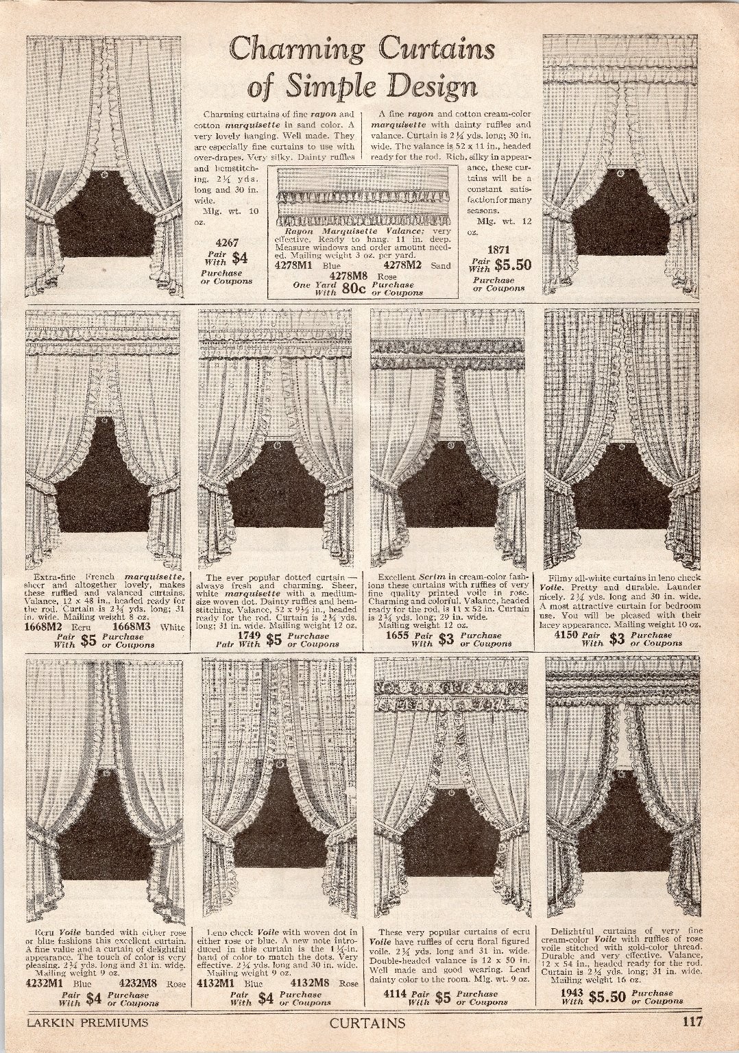 Larkin Print Ad 1920s Curtains Home Decor Art Deco Patterns Style