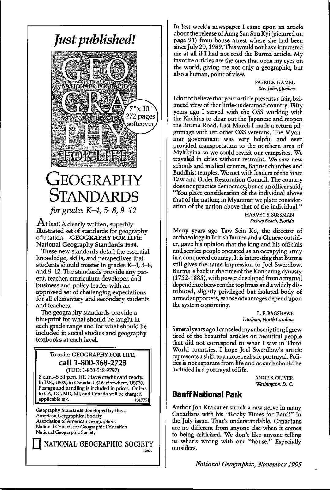 National Geography Society Geography for Life Vintage Print Ad 1995