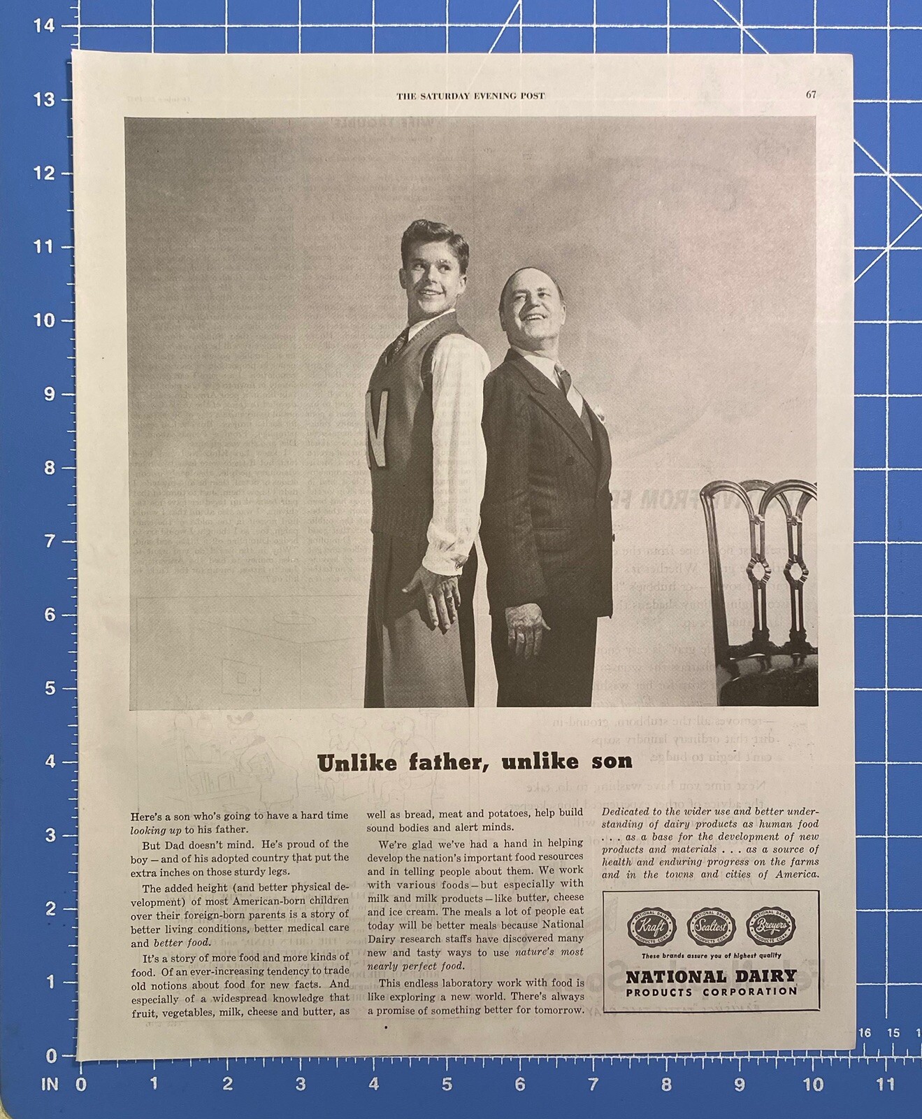 Vintage Print Ad National Dairy Father Son Importance of Diet Milk 13.5″ x 10.5″