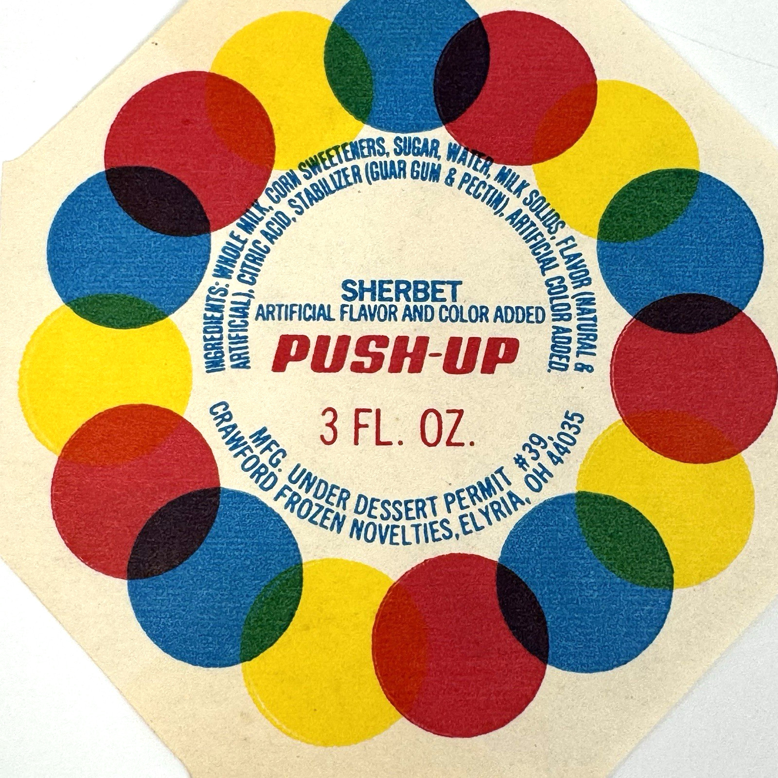 Push Up Pop Vintage Label Paper Pop Art Orange Sherbet Polka Dots 5 Labels
