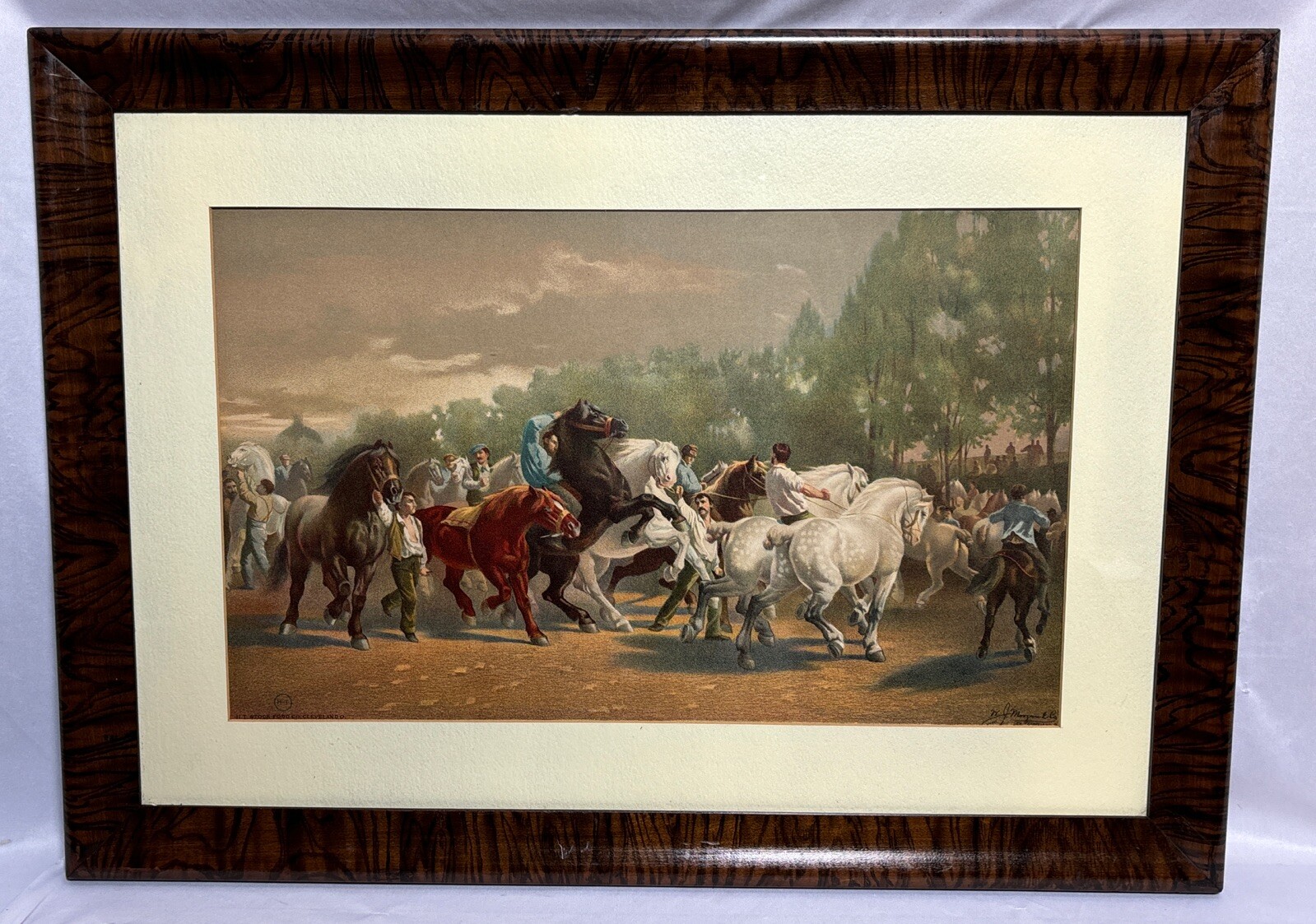 1890s Rosa Bonheur Horse Fair Stone Lithograph HT Stock Food Co Advertise Horses