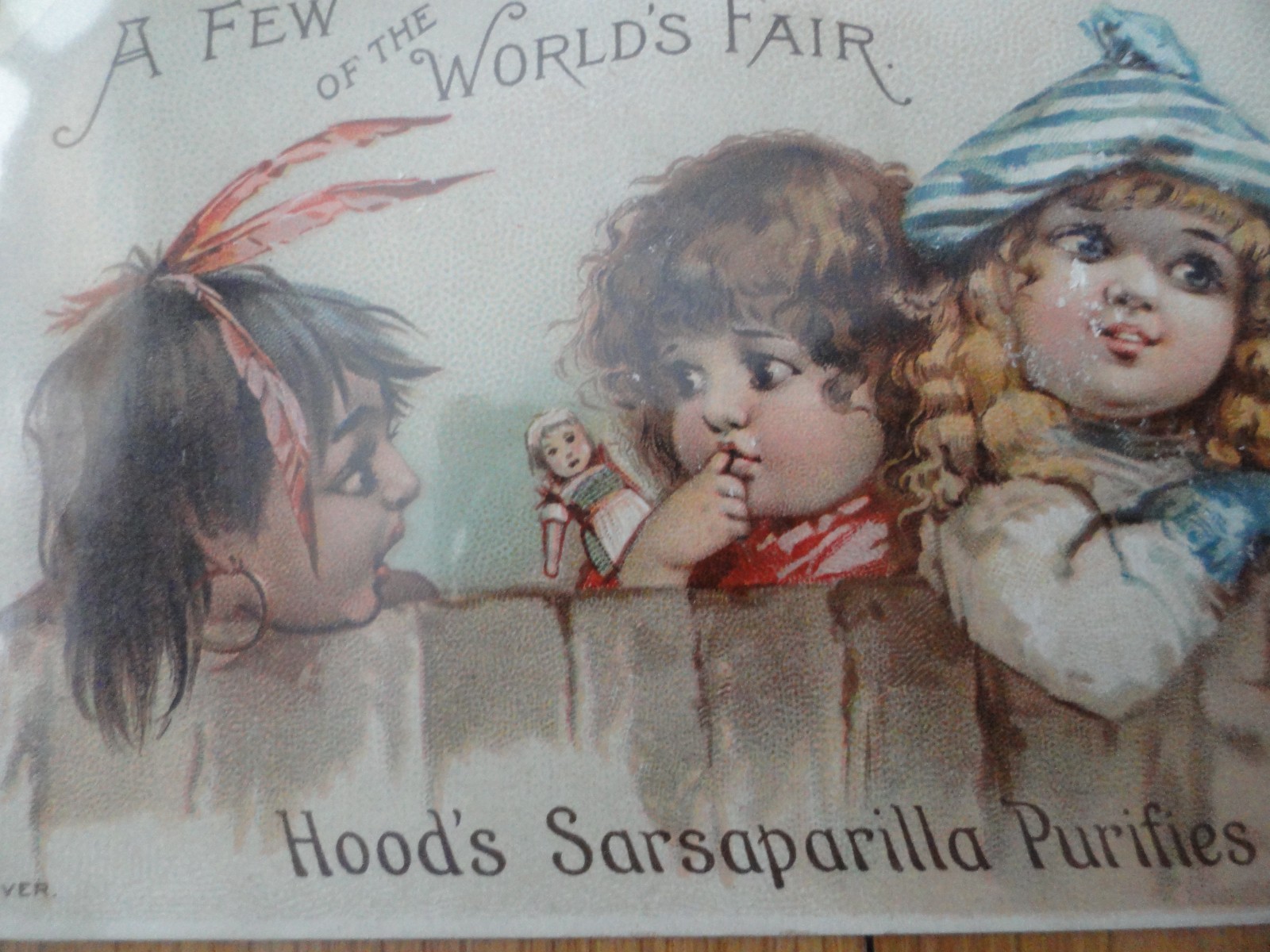 Hood’s Sarsaparilla World’s Fair Victorian Trade Card 1891 Ethnic Children