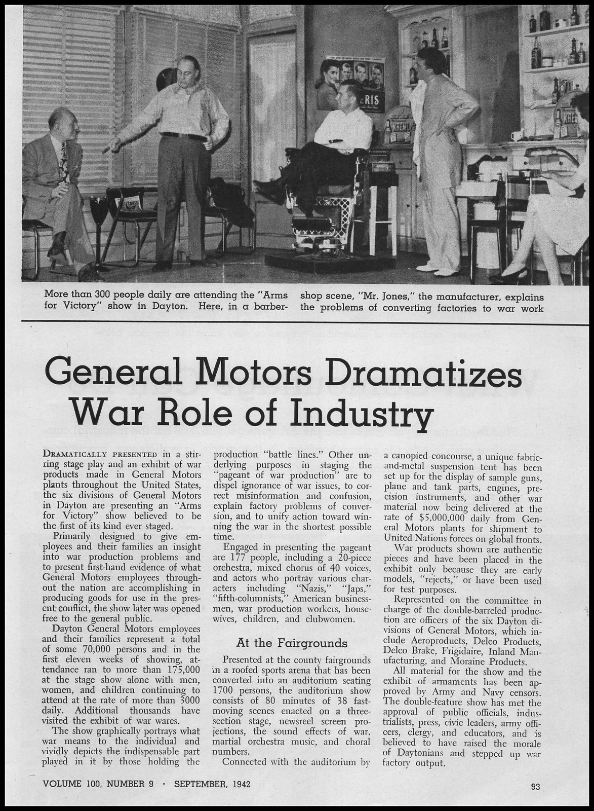 1942 GM “Arms For Victory” Stage Show Photo Dayton Ohio WW2 Era Article Print Ad