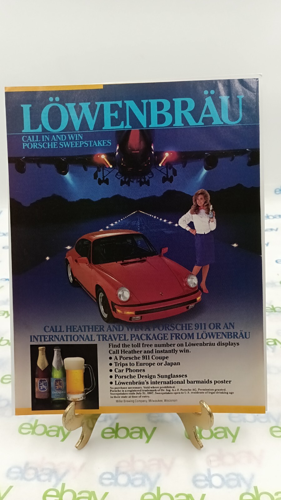 1986 Print Ad Lowenbrau SWEEPSTAKES 11 X 8.5 PORSCHE GIVEAWAY CONTEST