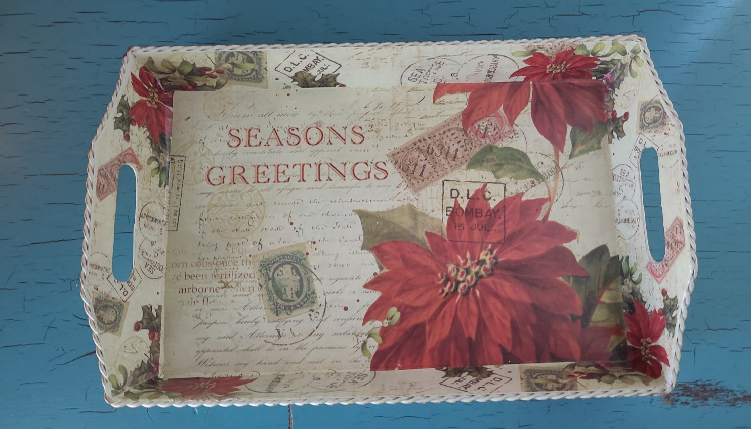 Bombay Season Greetings Tin Tray Decor