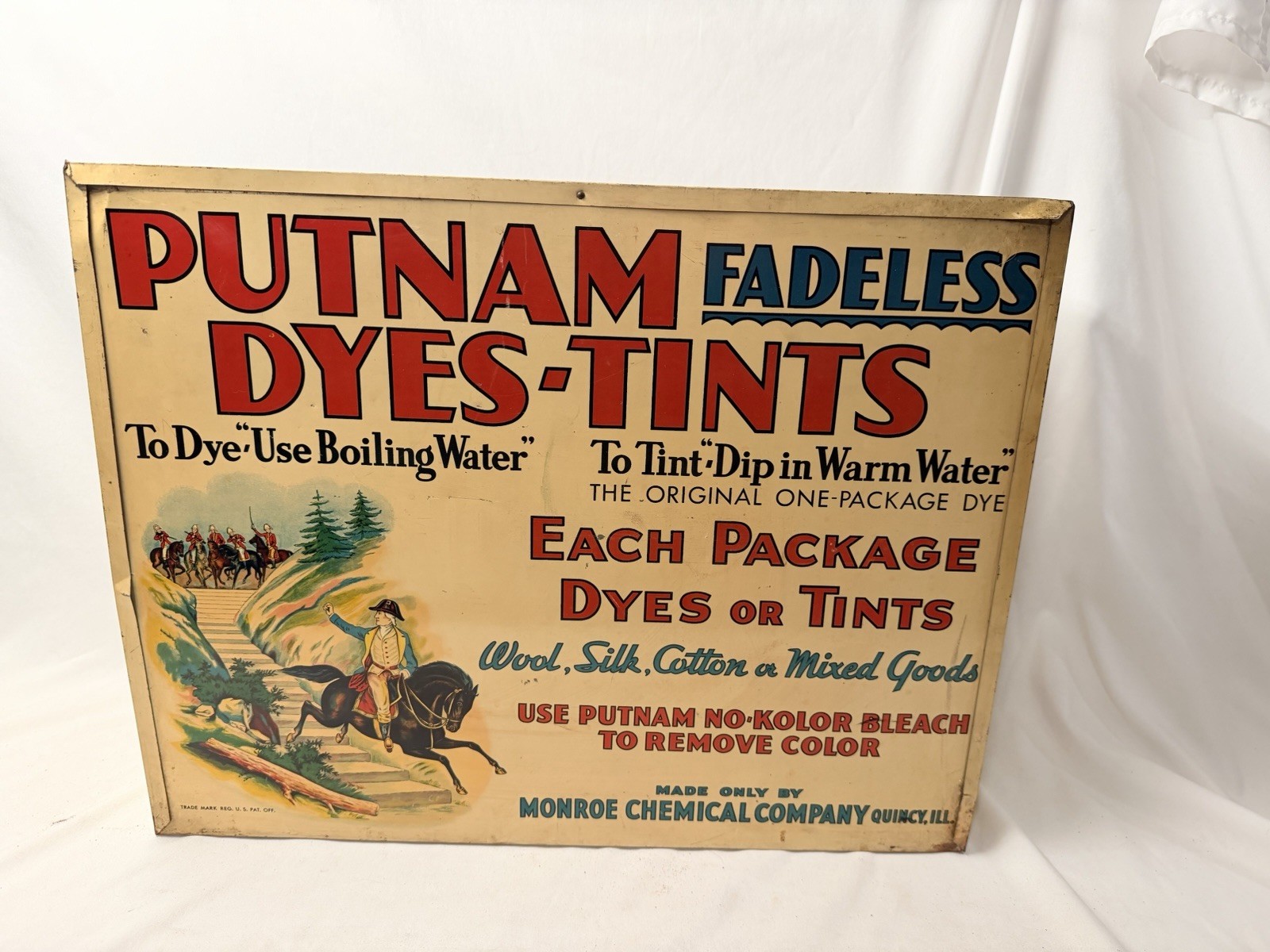 1920’s Antique Putnam Fadeless Dyes Wood Cabinet Monroe Drug Company Cabinet