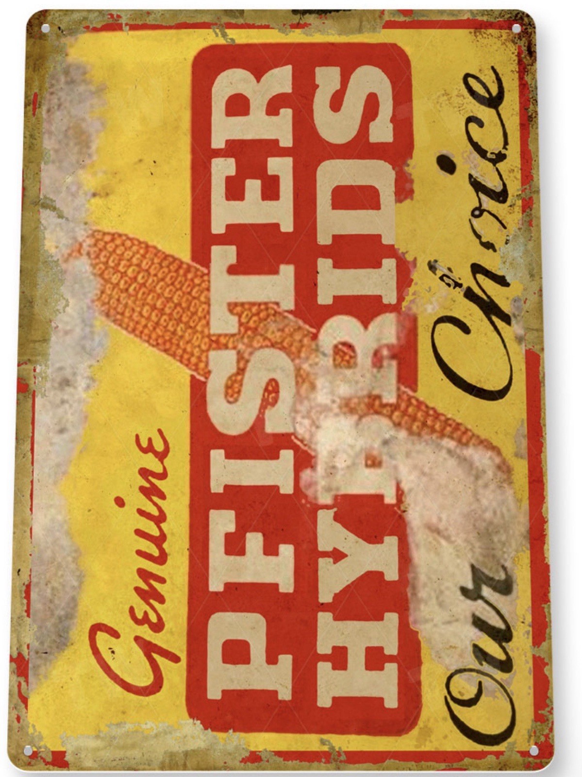 PFISTER HYBRIDS CORN SEED Tin Sign – New – Farm Metal Advertising