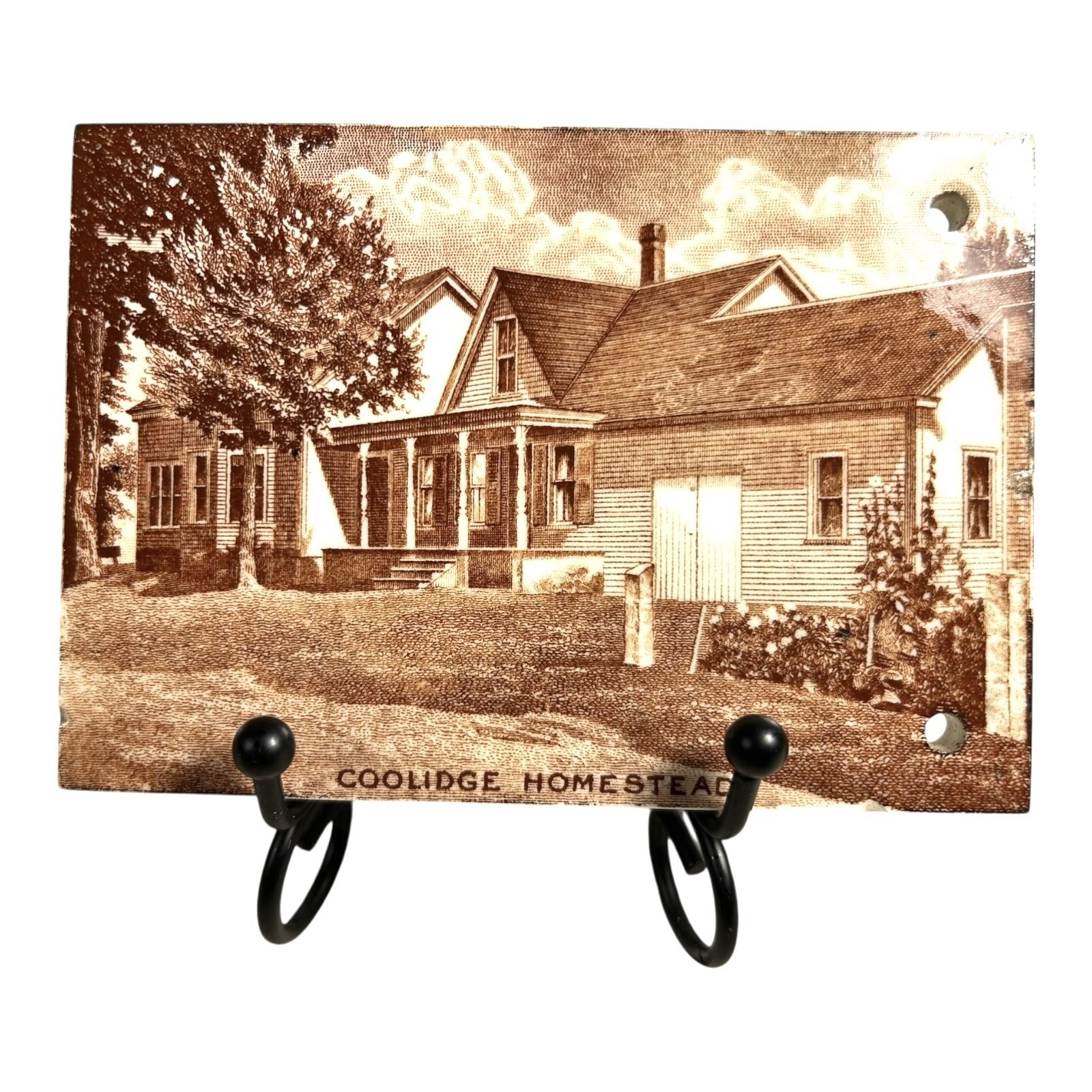 Antique Wedgwood 1926 Calendar Advertising Tile Coolidge Homestead