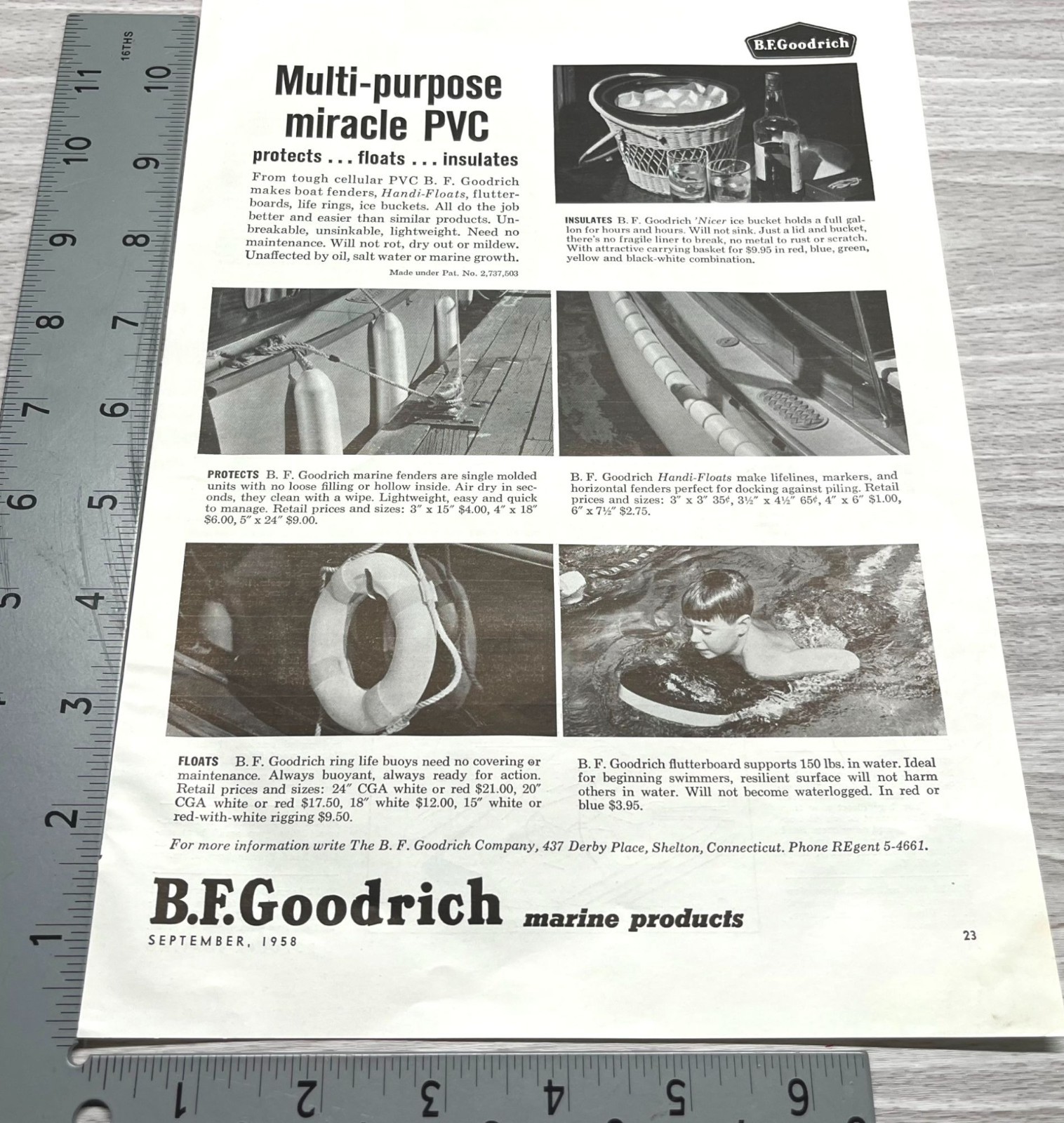B.F. Goodrich Marine Products Vintage Print Ad 1950s Multi-Purpose Miracle PVC