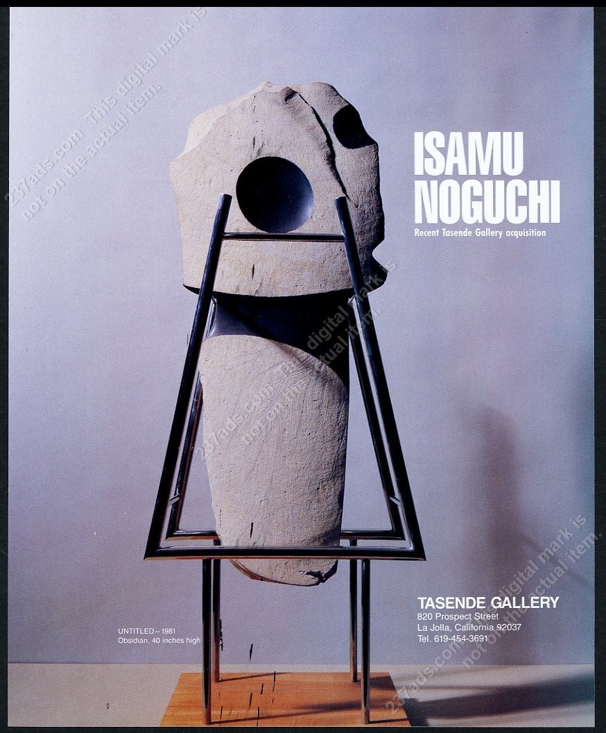 1988 Isamu Noguchi sculpture photo Tasende Gallery vintage print ad