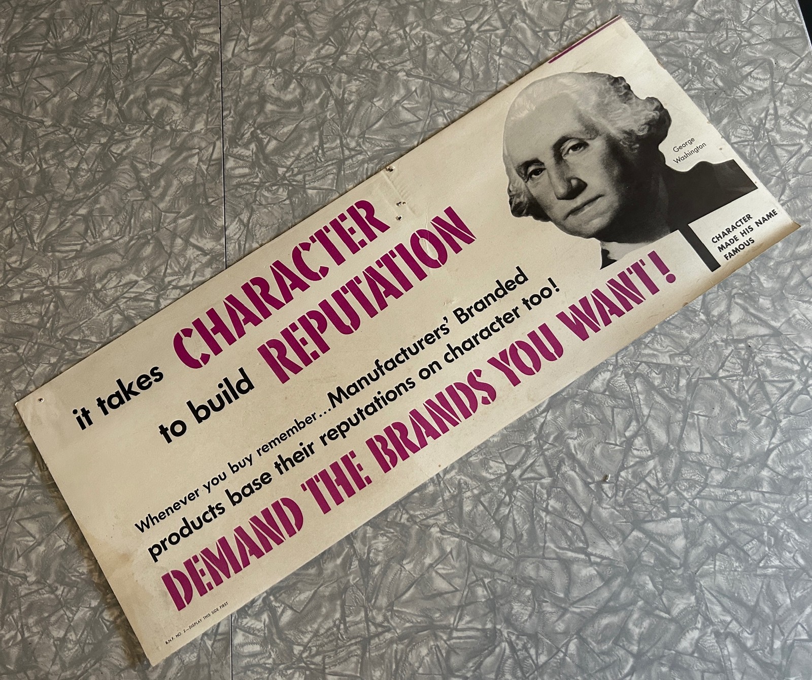 OLD BRAND NAMES FOUNDATION TROLLEY SIGN GEORGE WASHINGTON COMMODORE PERRY 2 SIDE