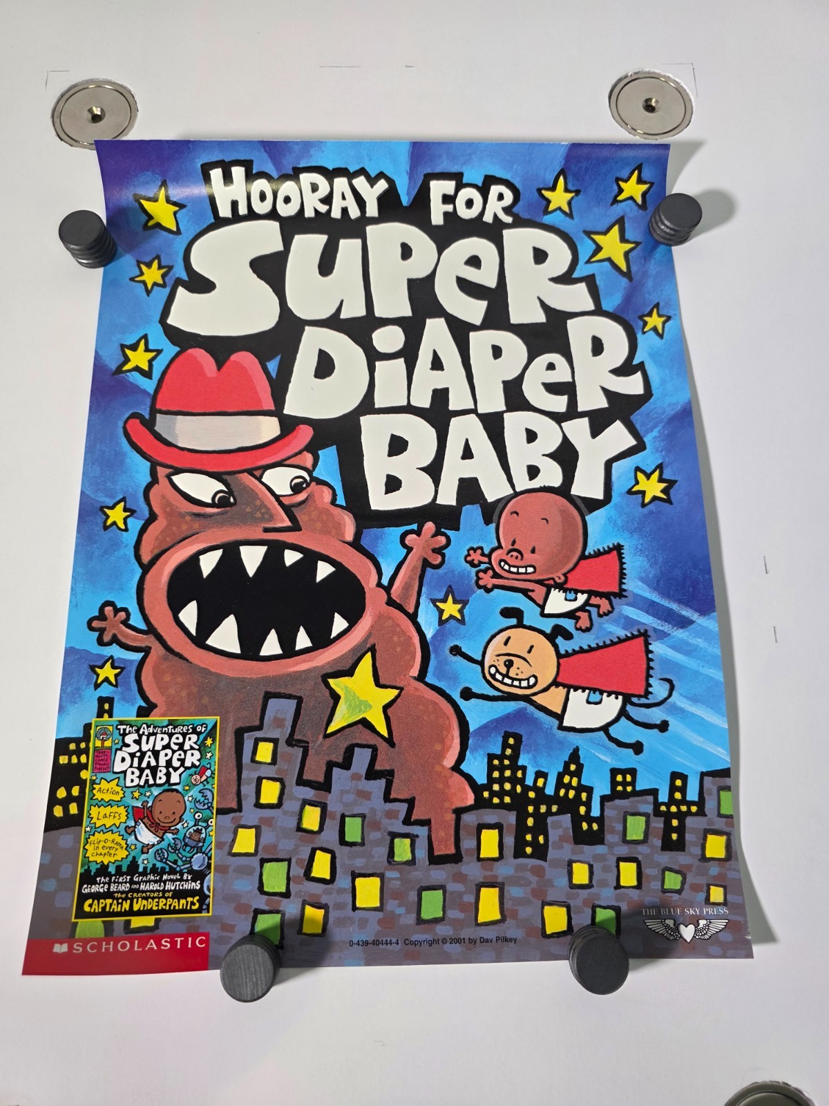 Hooray For Super Diaper Baby Glow-In-The-Dark Poster 2001 9×12 Dav Pilkey