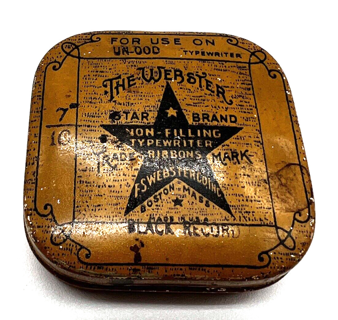 The Webster Typewriter Ribbon Tin Star Brand For Underwood 2 x 2 x 5/8 Inch