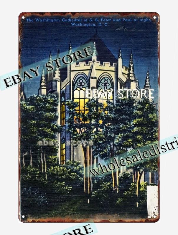 1930-45 Washington Cathedral of S. S. Peter Paul at, Washington, D. C tin sign