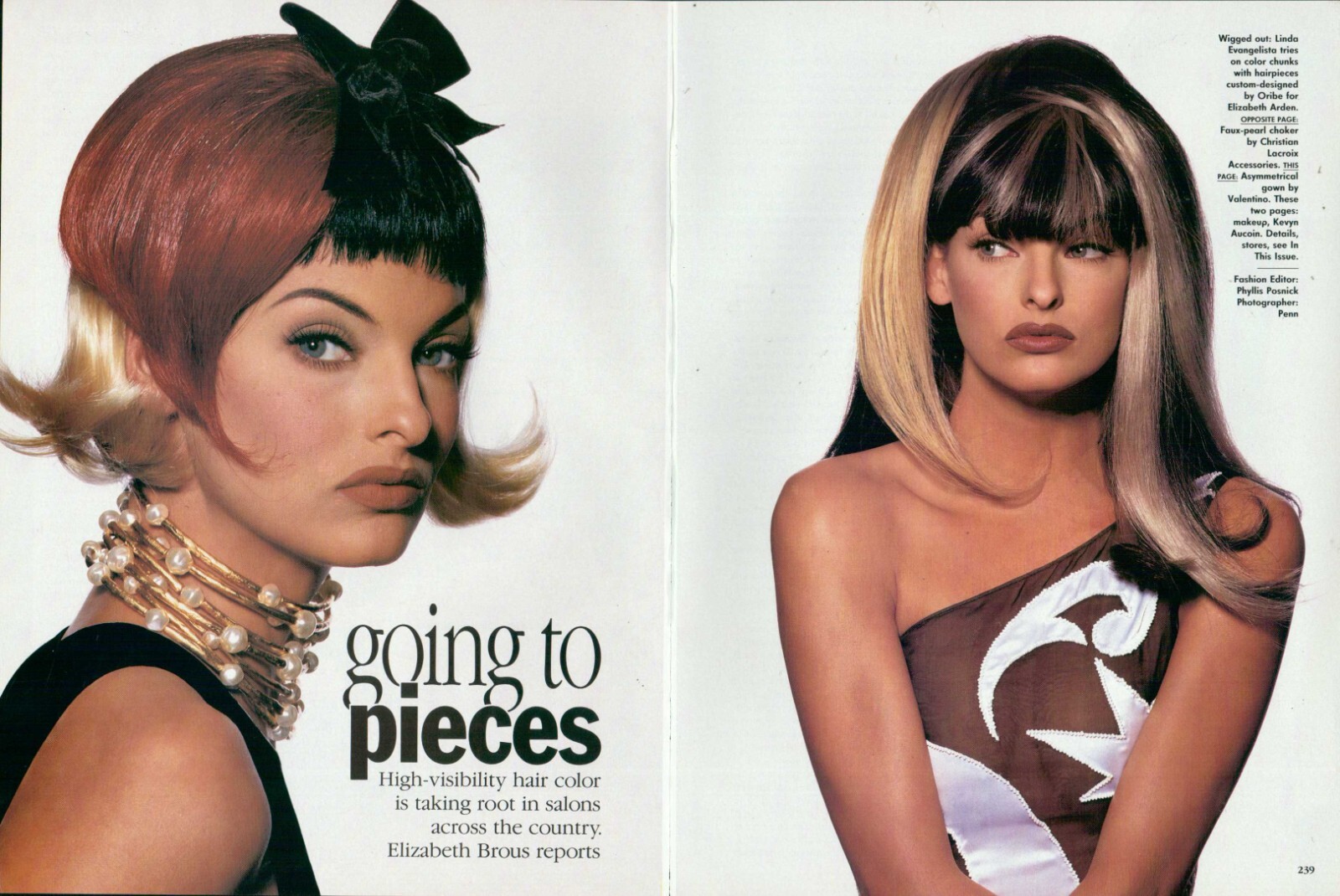 “Pieces” Linda Evangelista BY Irving Penn Magazine Fashion Editorial 2p 1992