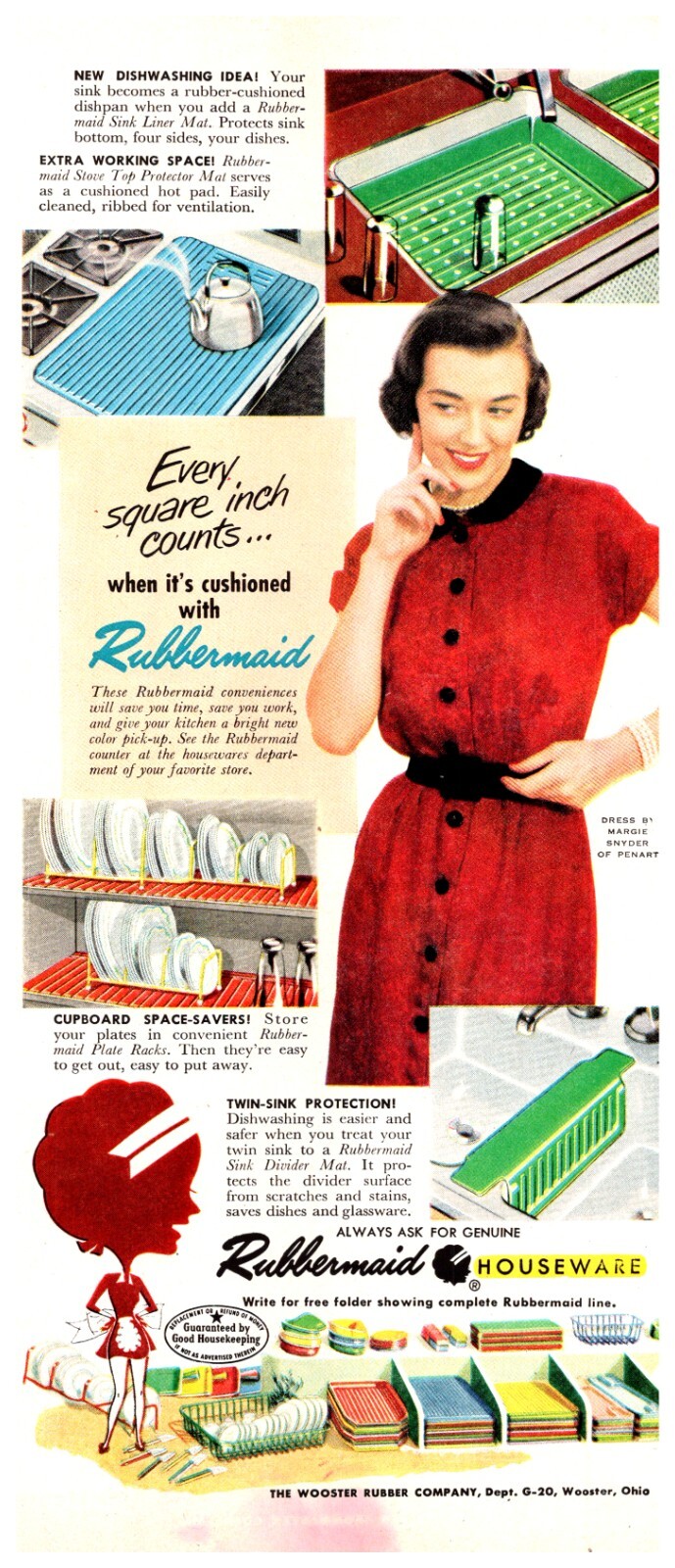PRINT AD 1951 Rubbermaid Houseware Sink Stove Cupboard Shelf Liner Mats 5×11