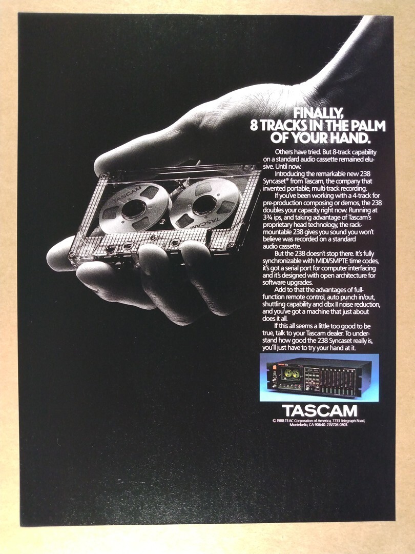 1988 Tascam 238 Syncaset Recorder vintage print Ad