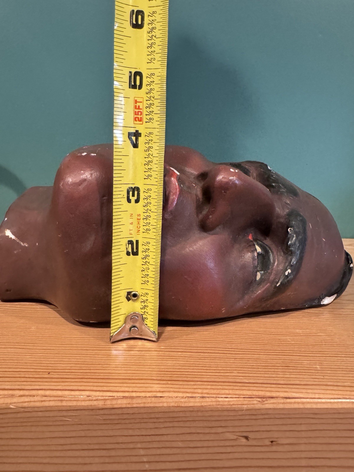 Antique c1900 Native American Indian Bust Cigar Shop Wall Display Chalkware