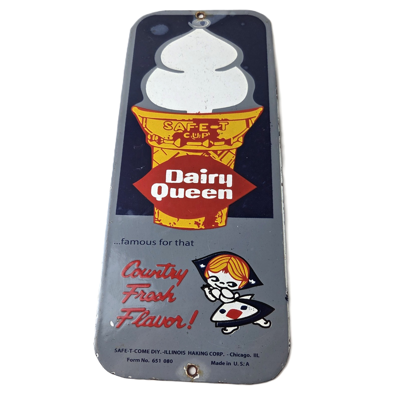 Vintage Old Dairy Queen Sign – Porcelain Diner Gas Pump Sign