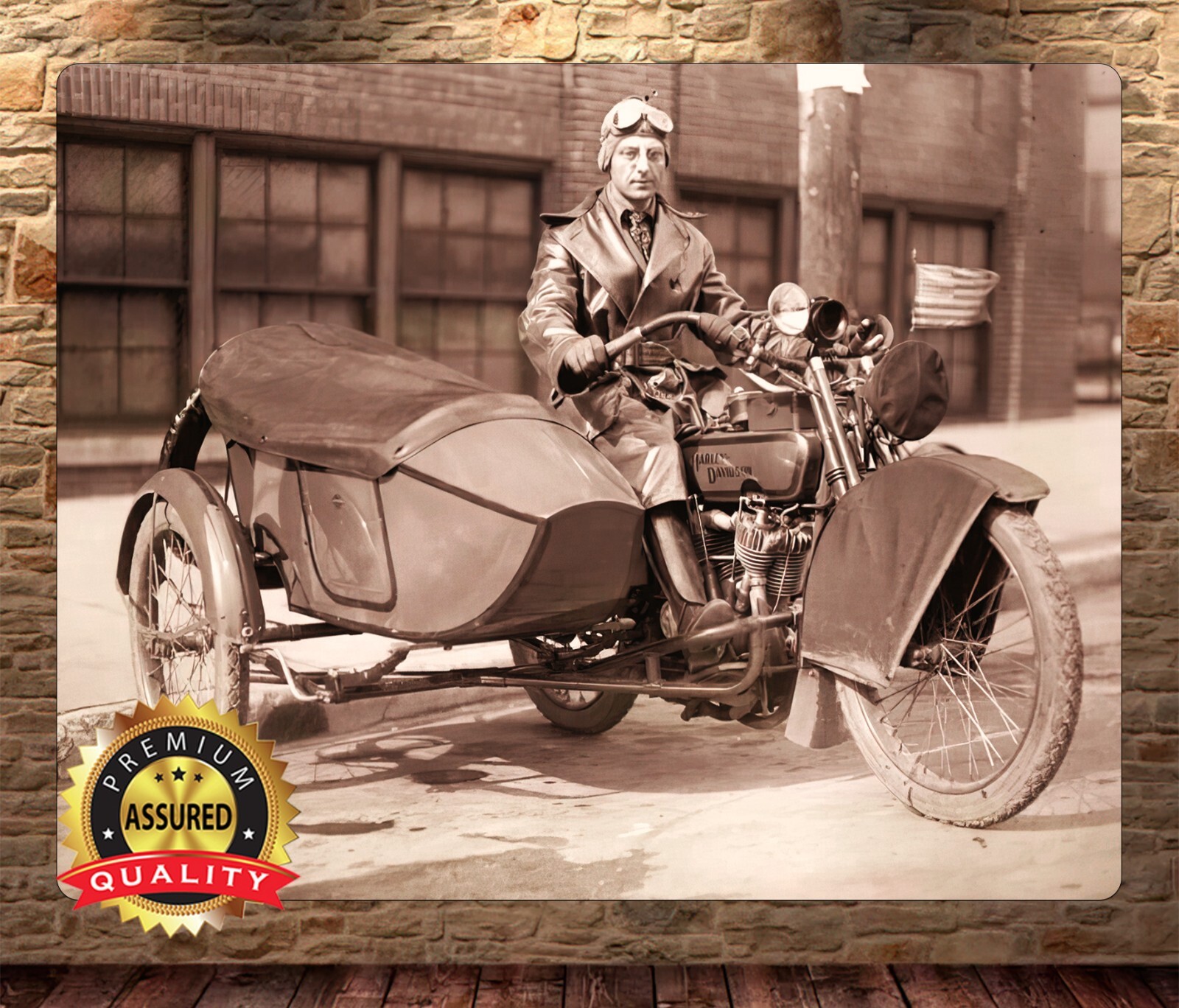 Vintage Motorcycle – Miltary Soldier – Harley Davidson – Metal Sign 11 x 14