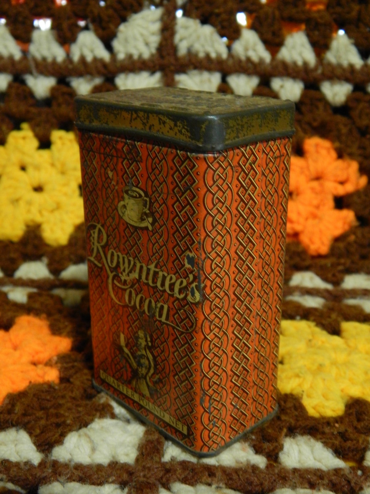 Rowntree’s Cocoa (1/4LB.) Empty Metal Tin (York-England) Top Shelf Stash Box