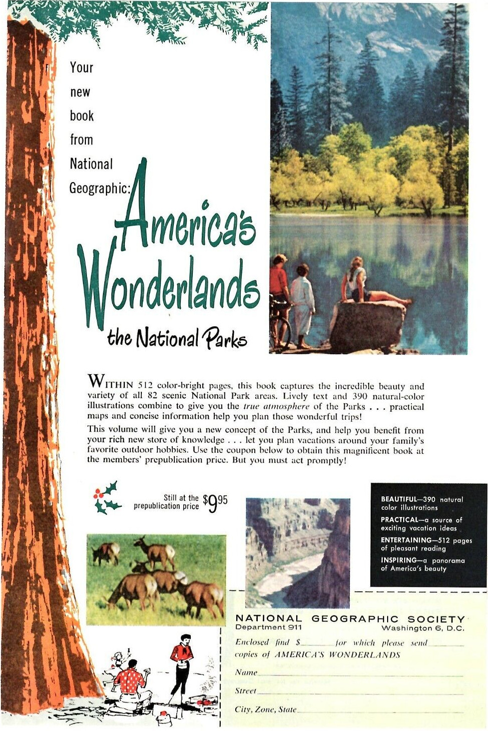 1959 Print Ad National Geographic Society America’s Wonderlands National Parks