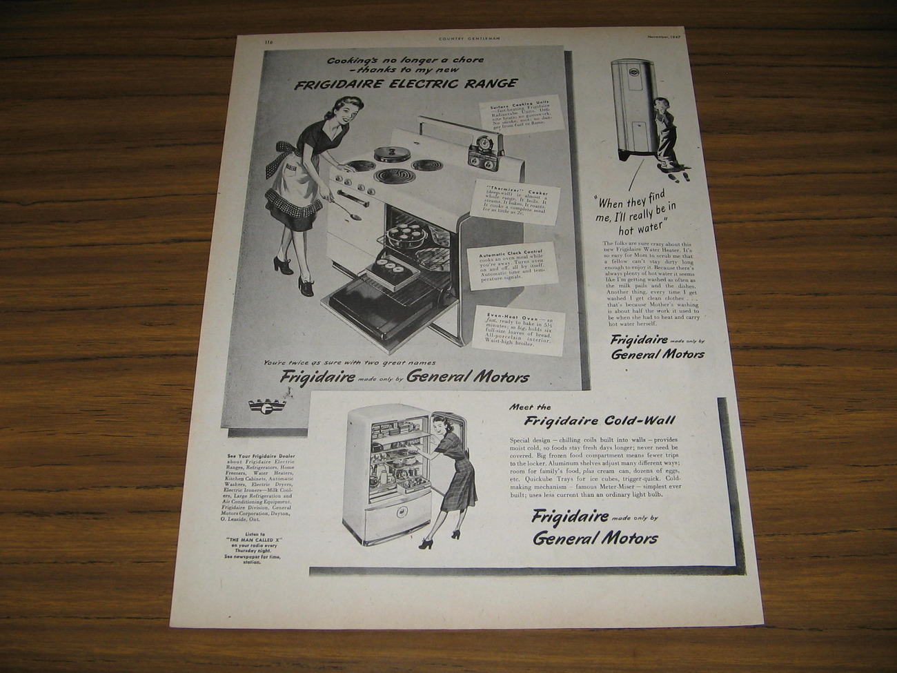 1947 Vintage Ad Frigidaire Electric Range,Refrigerator,Hot Water Heater