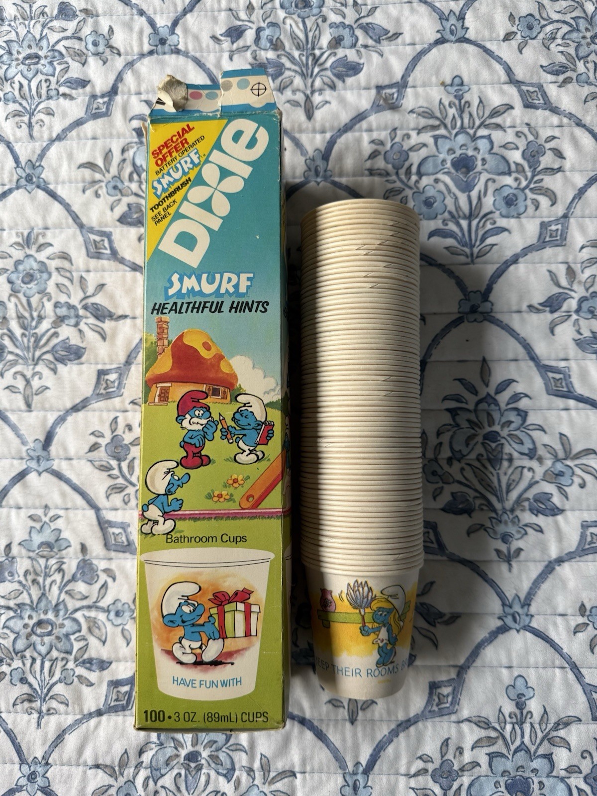Vintage 1983 Smurfs Dixie Bathroom Cups Partial Pack Healthful Hints