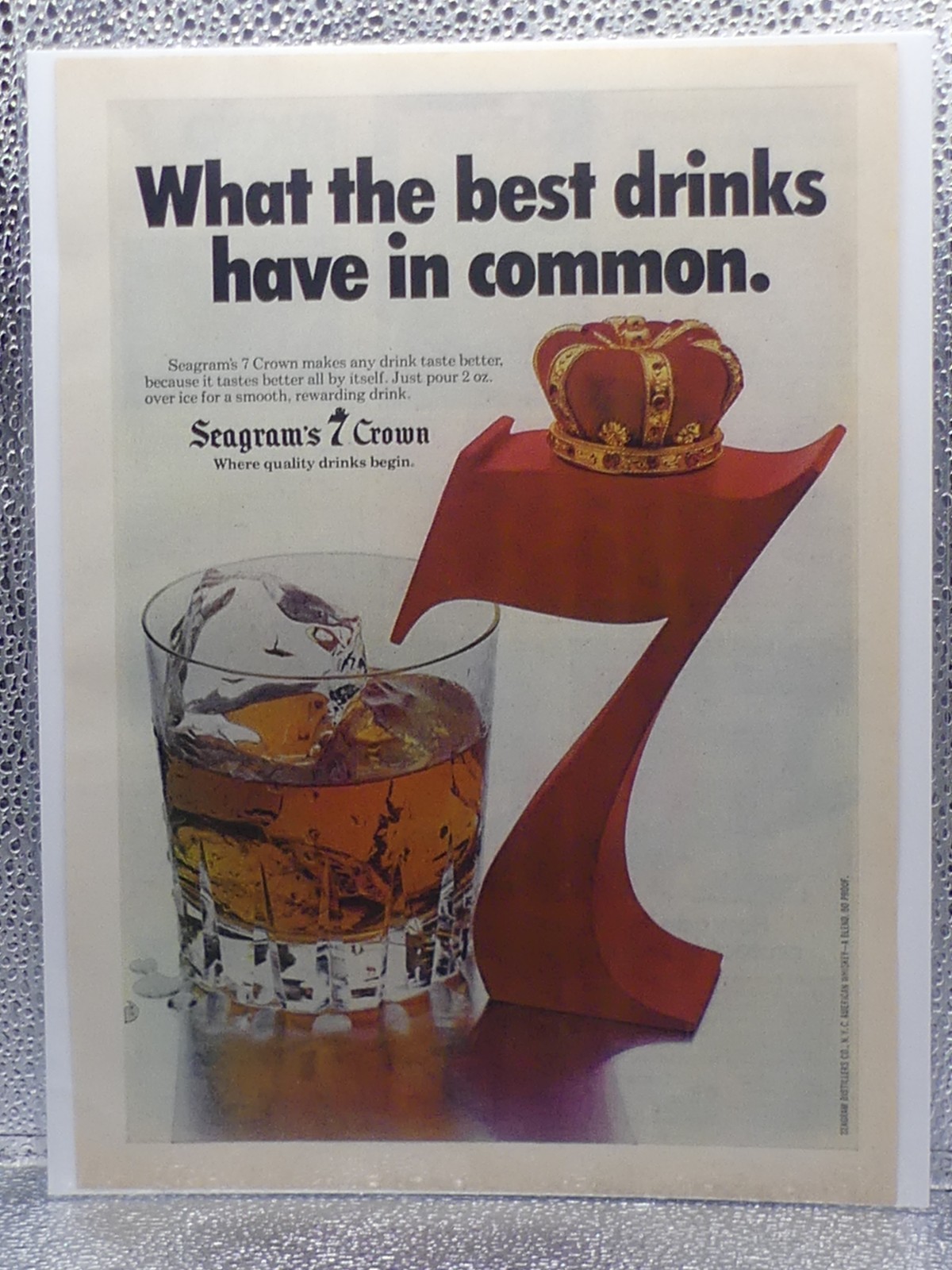 VTG Seagram’s 7 Seven Crown Whiskey Spirits 1978 Print Advertising Full Page Ad