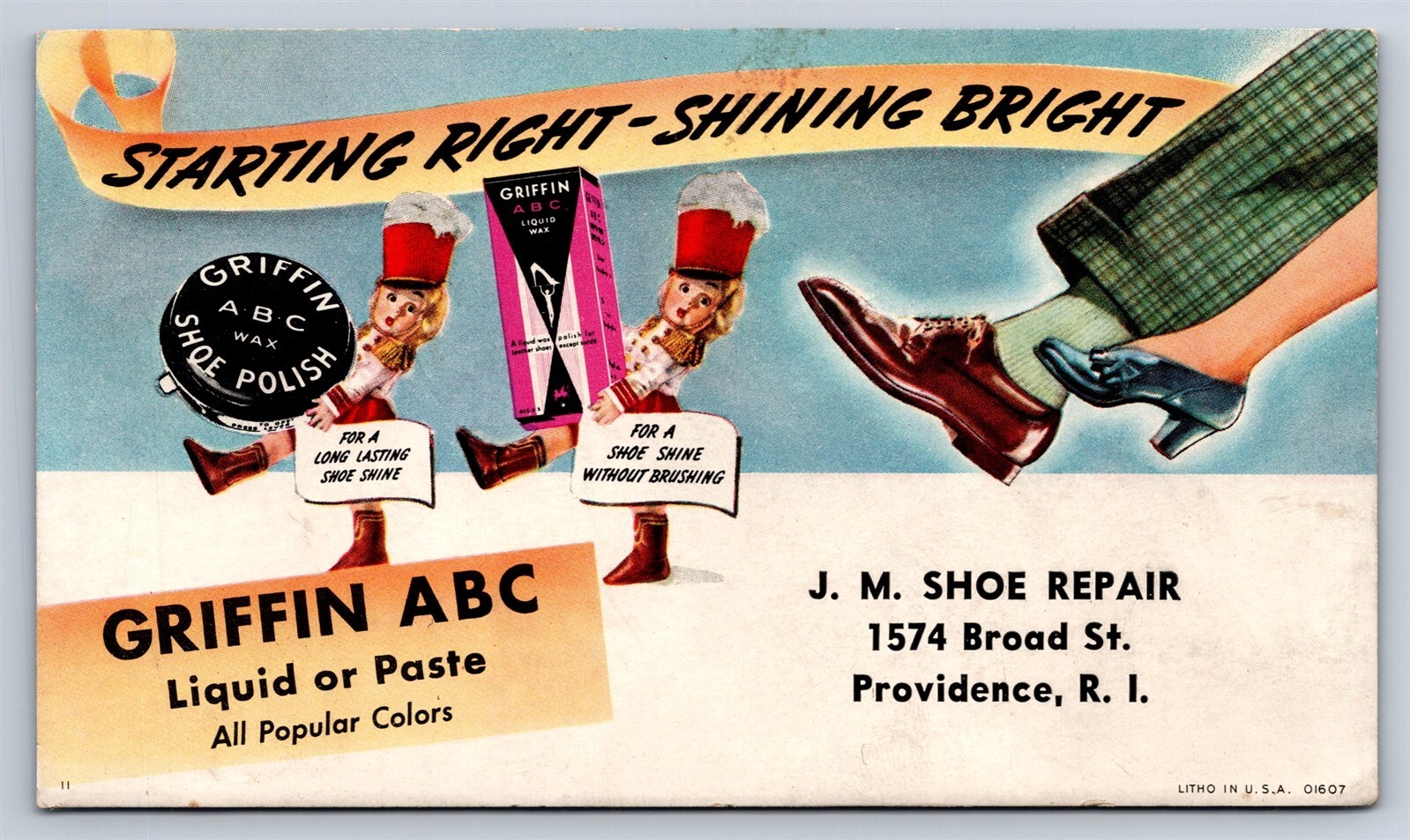Ink Blotter Griffin ABC Shoe Polish Toy Soldiers Shoe Repair Providence RI 2R91