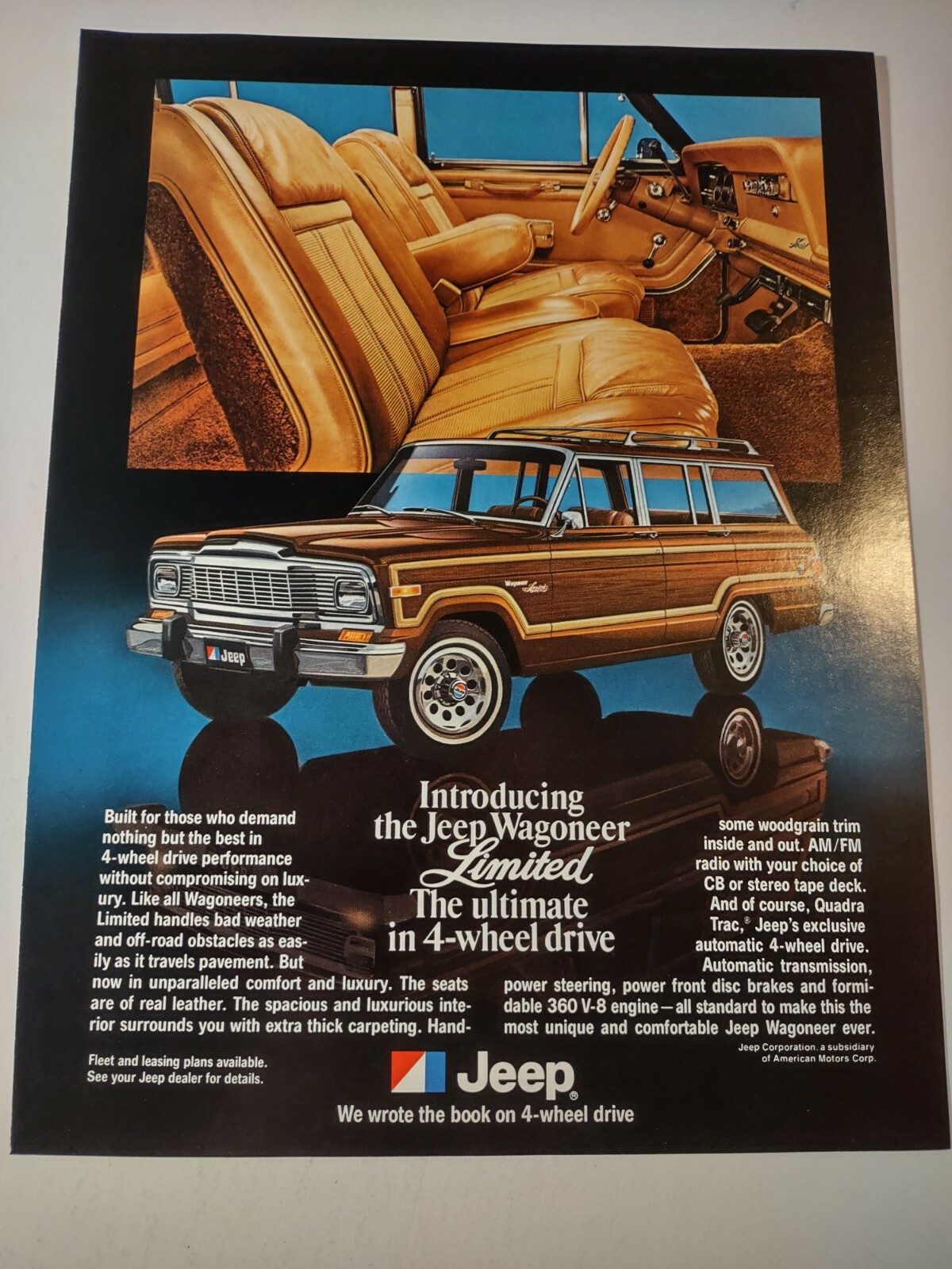 Jeep Wagoneer Limited 4 Wheel Drive Vintage 1980s Print Ad