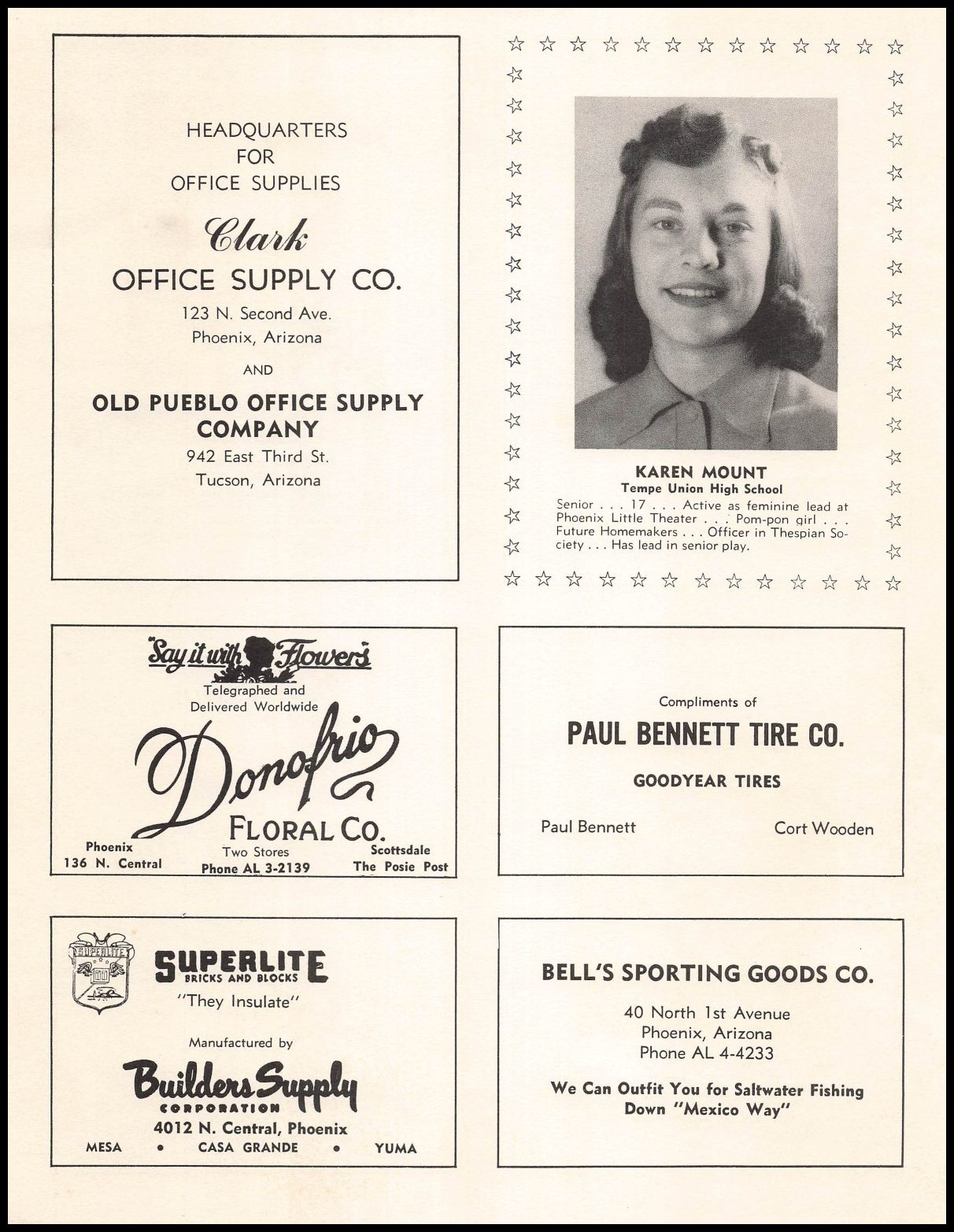1954 Donofrio Floral Phoenix Scottsdale Arizona “Say It With Flowers” Print Ad