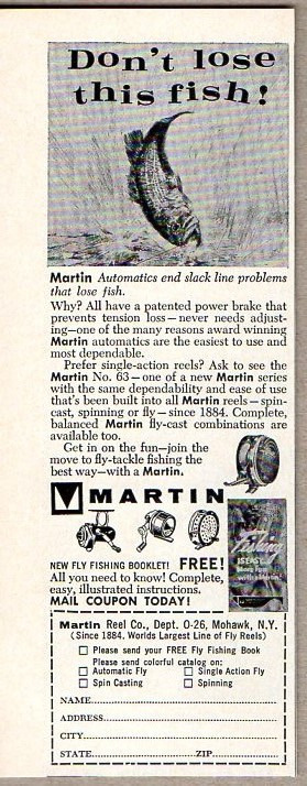 1966 Vintage Ad Martin Fishing Reels Mohawk,NY