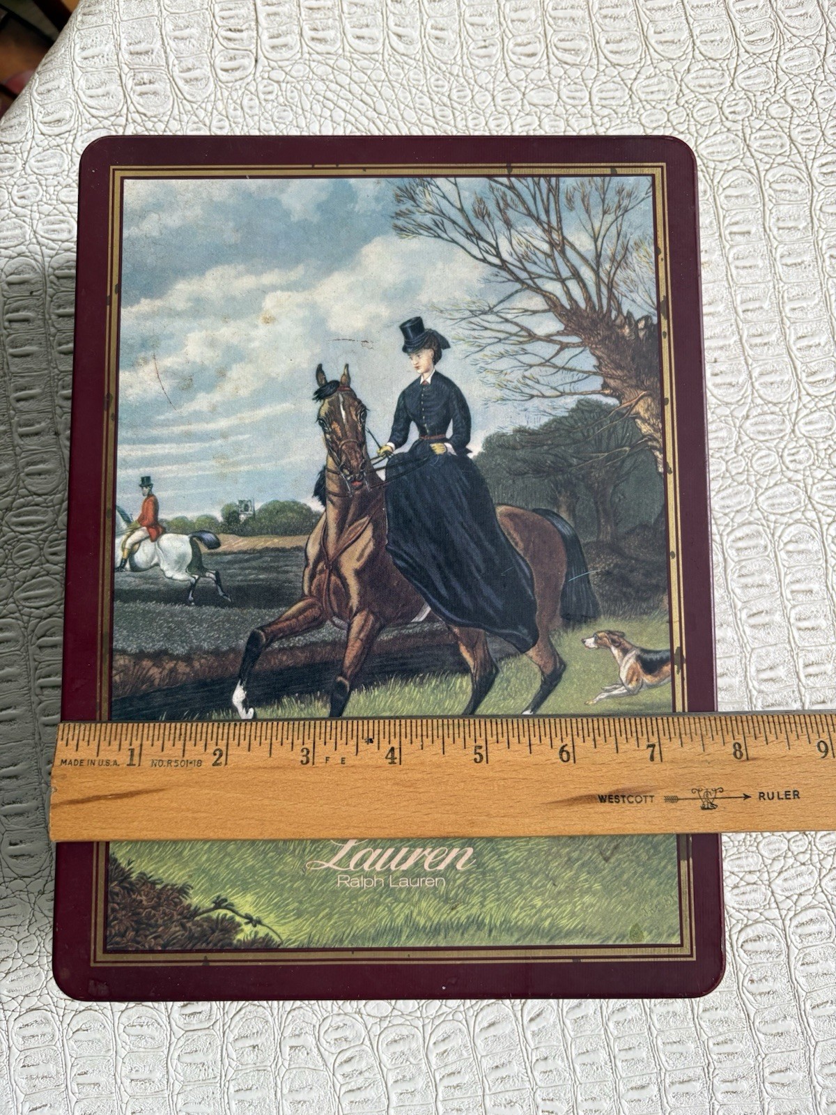 VTG Ralph Lauren Tin Keepsake Box Hinged Equestrian Horse Art Made in England