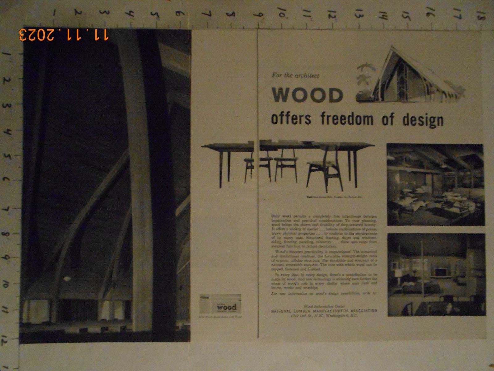 1959 Herman Miller Furniture CO National Lumber MFG Association 2 page print AD
