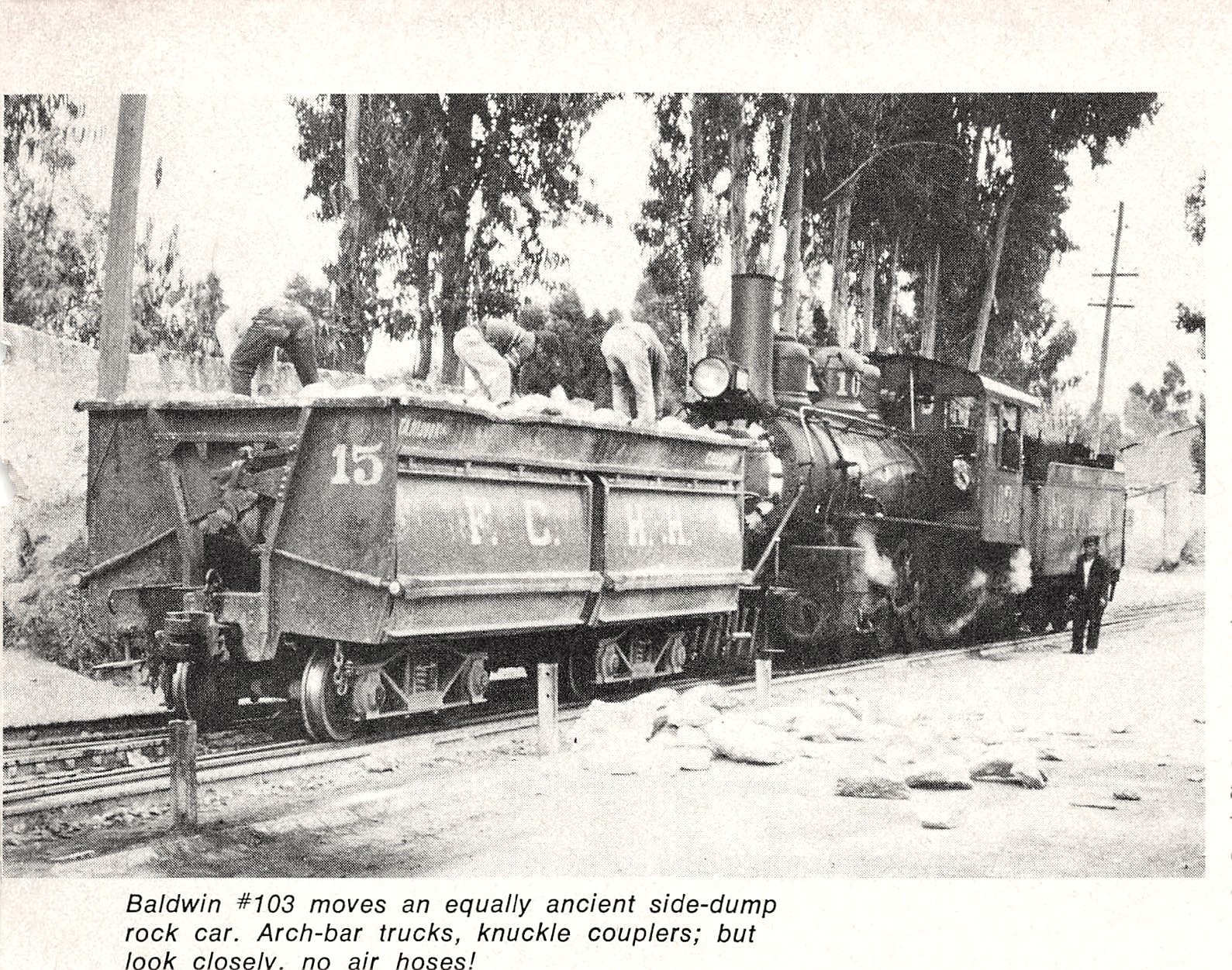 Baldwin 103 Steam Locomotive Rock Car FC HH Construction Crew Vintage Mag Cutout